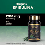 MYOLABZ Organic Spirulina Supplement Tablets – 1200 mg Per Serving – USDA Certified Organic – Natural Superfood for Energy, Immunity & Daily Wellness – 60 Tablets