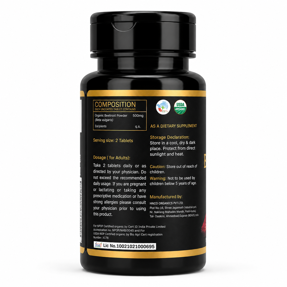 MYOLABZ Organic Beetroot Tablets 1200 mg Per Serving | 60 Tablets
