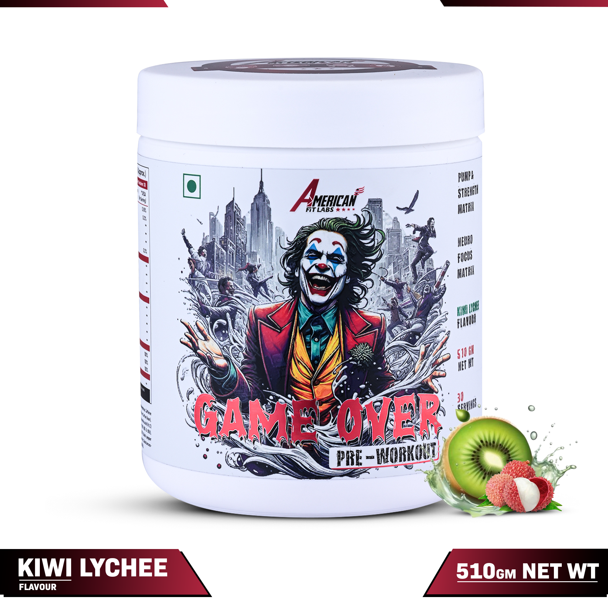 American Fit Labs Game Over Pre-Workout (30 Servings, 510g) | Kiwi Lychee