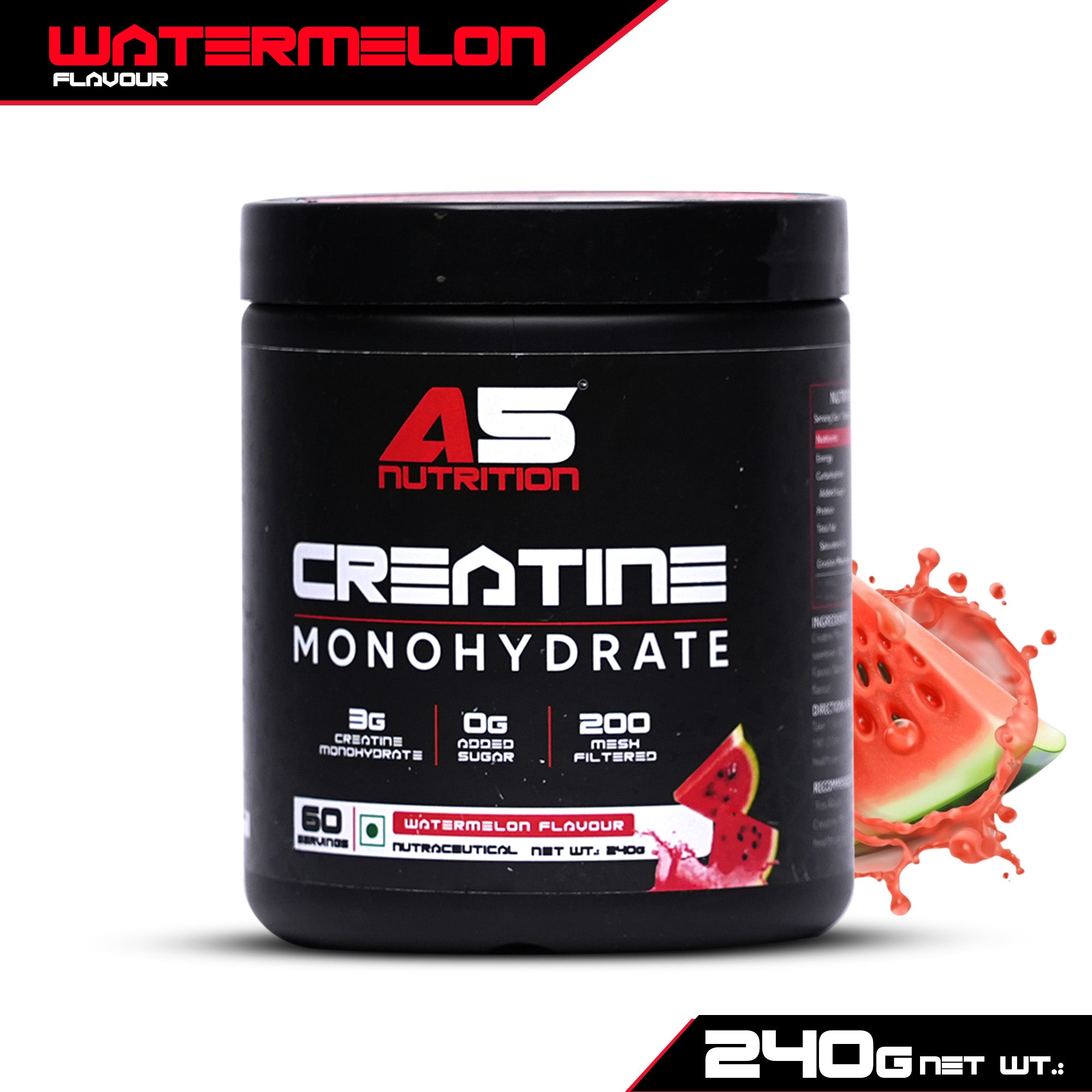 A5 Nutrition Creatine Monohydrate (60 Servings, 240g) | Orange, Watermelon & Blue Raspberry Flavours