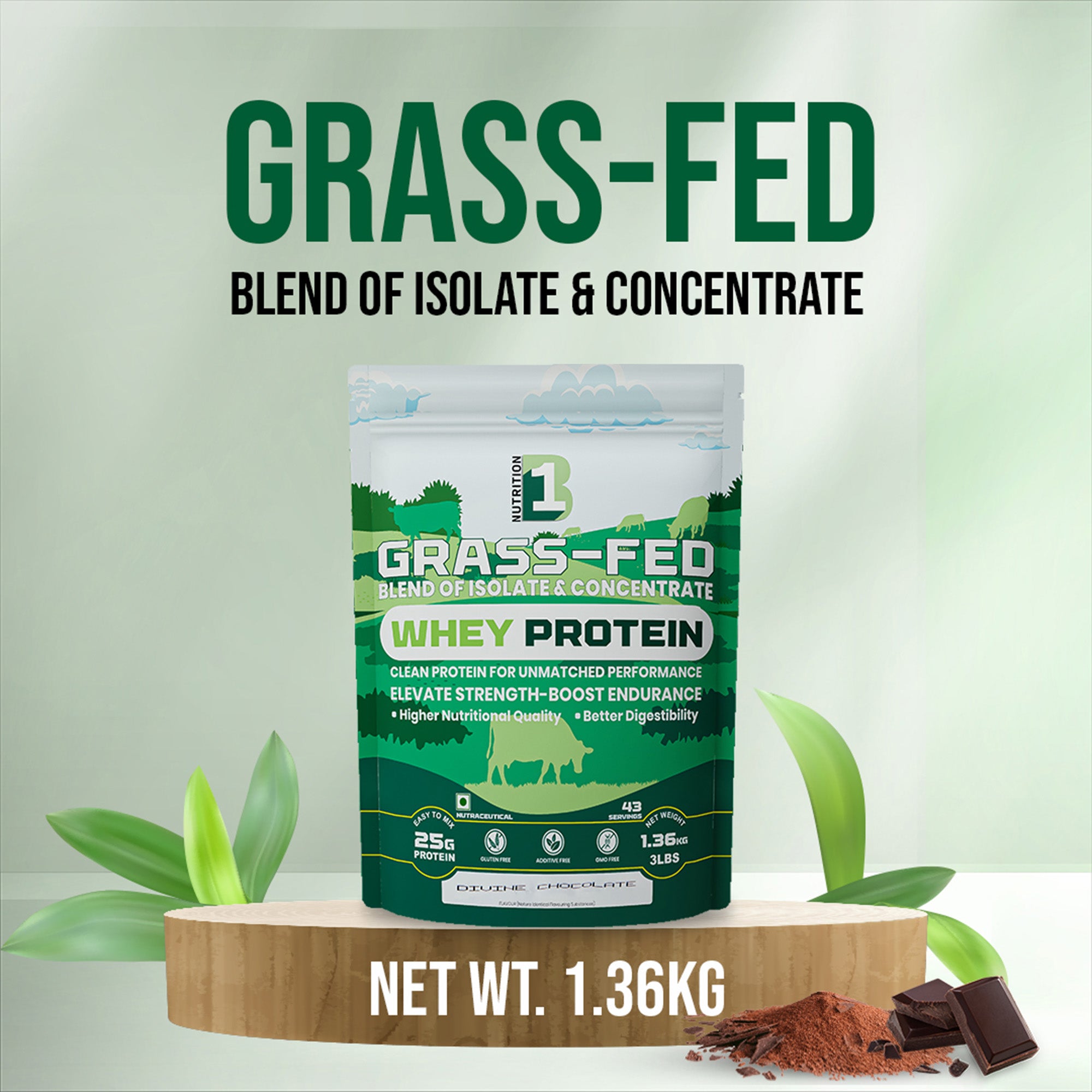 B1 Nutrition Grass-Fed Whey Protein 1.36kg | Isolate Concentrate