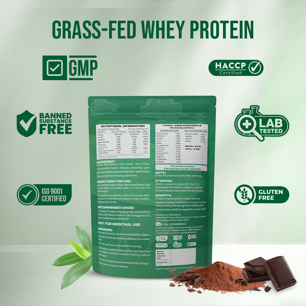 B1 Nutrition Grass-Fed Whey Protein 1.36kg | Isolate Concentrate