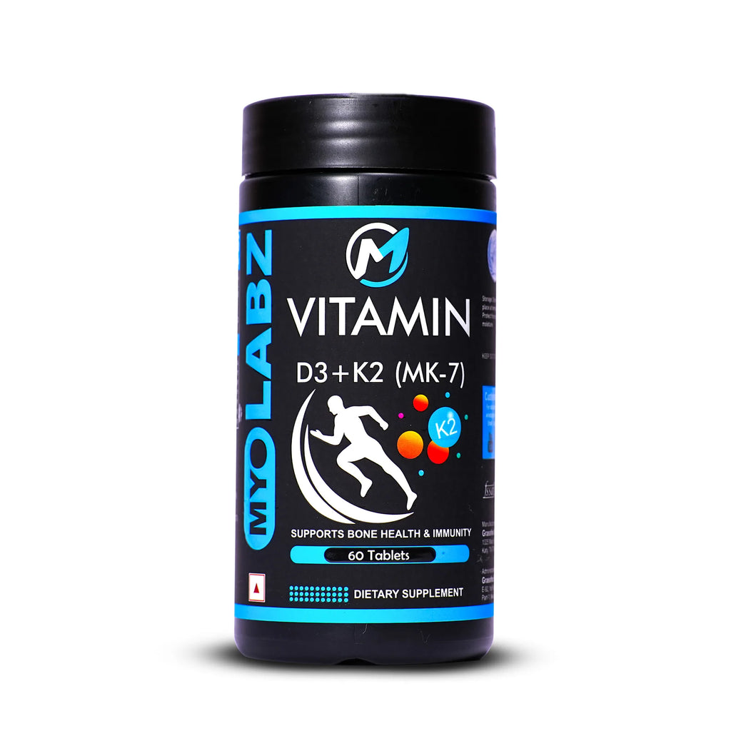 Myolabz Vitamin D3 + K2 (MK-7) Tablets (60 Tablets) | Bone Health & Immunity Support