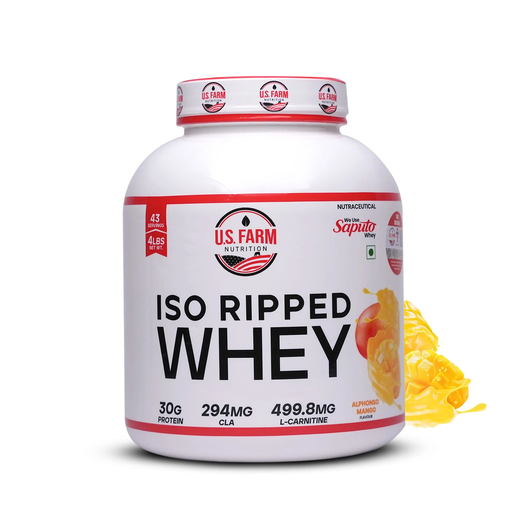 U.S. Farm ISO Ripped Whey Protein (43 Servings, 4 lbs) | Alphonso Mango