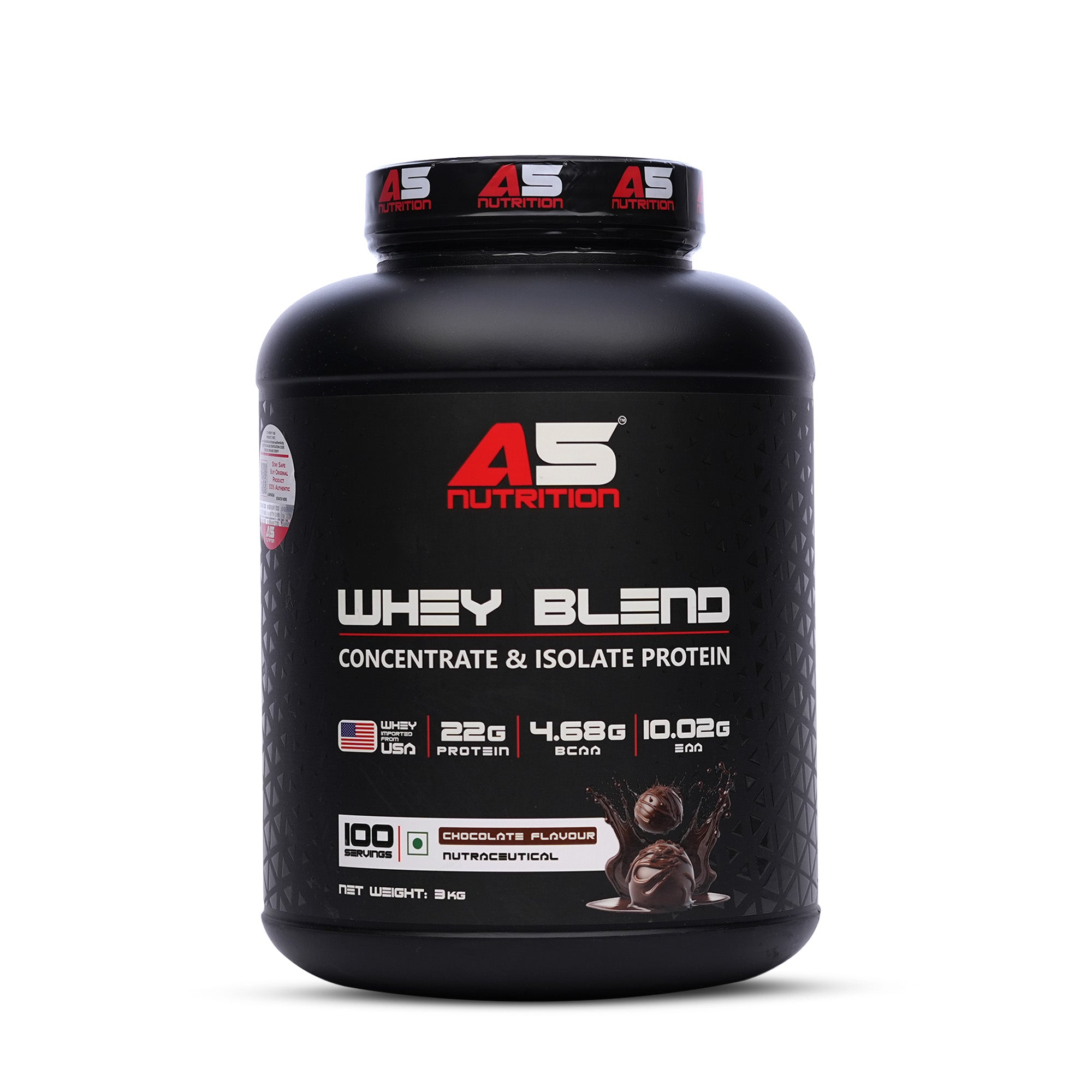 A5 Nutrition Whey Blend Protein (3 kg, 100 Servings) | Chocolate Flavour | Whey Concentrate & Isolate