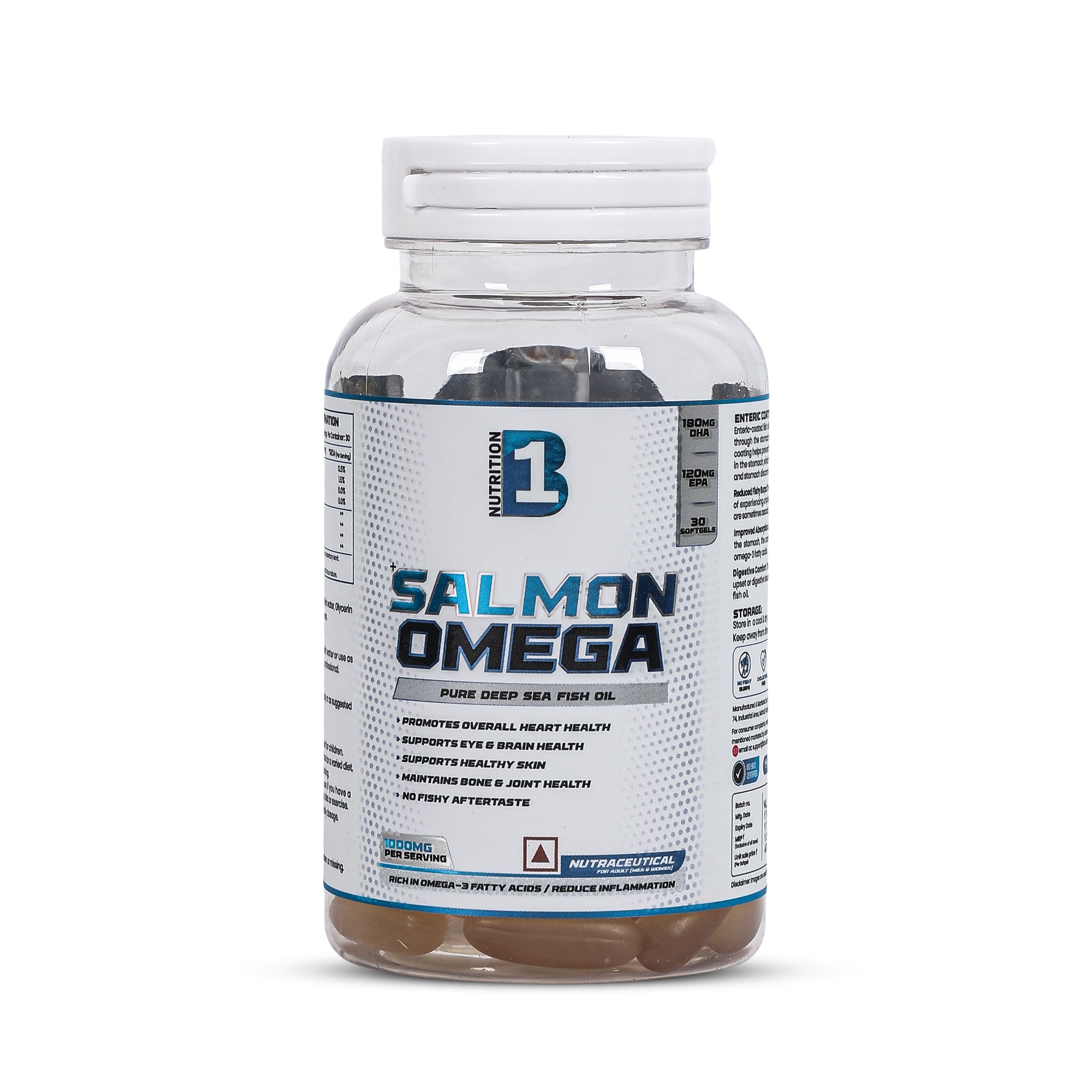 B1 Salmon Omega Fish Oil Capsules | Omega-3 (EPA & DHA) Supplement (30 / 60 Softgels)