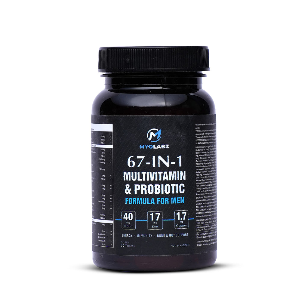 Myolabz 67-In-1 Multivitamin & Probiotic for Men | 60 Tablets