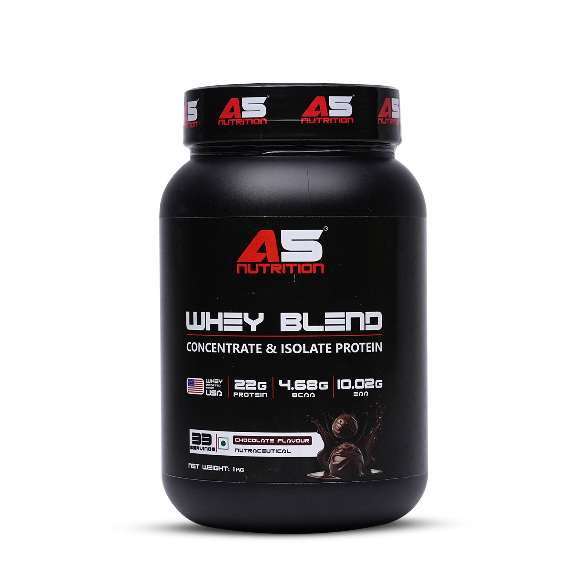 A5 Nutrition Whey Blend Protein (1 kg, 33 Servings) | Chocolate Flavour | Whey Concentrate & Isolate