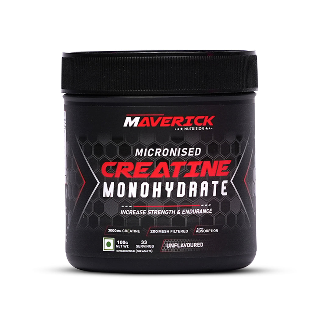 Maverick Nutrition Micronised Creatine Monohydrate (100g | 33 Servings) | Unflavoured | 3000 mg Creatine per Serving
