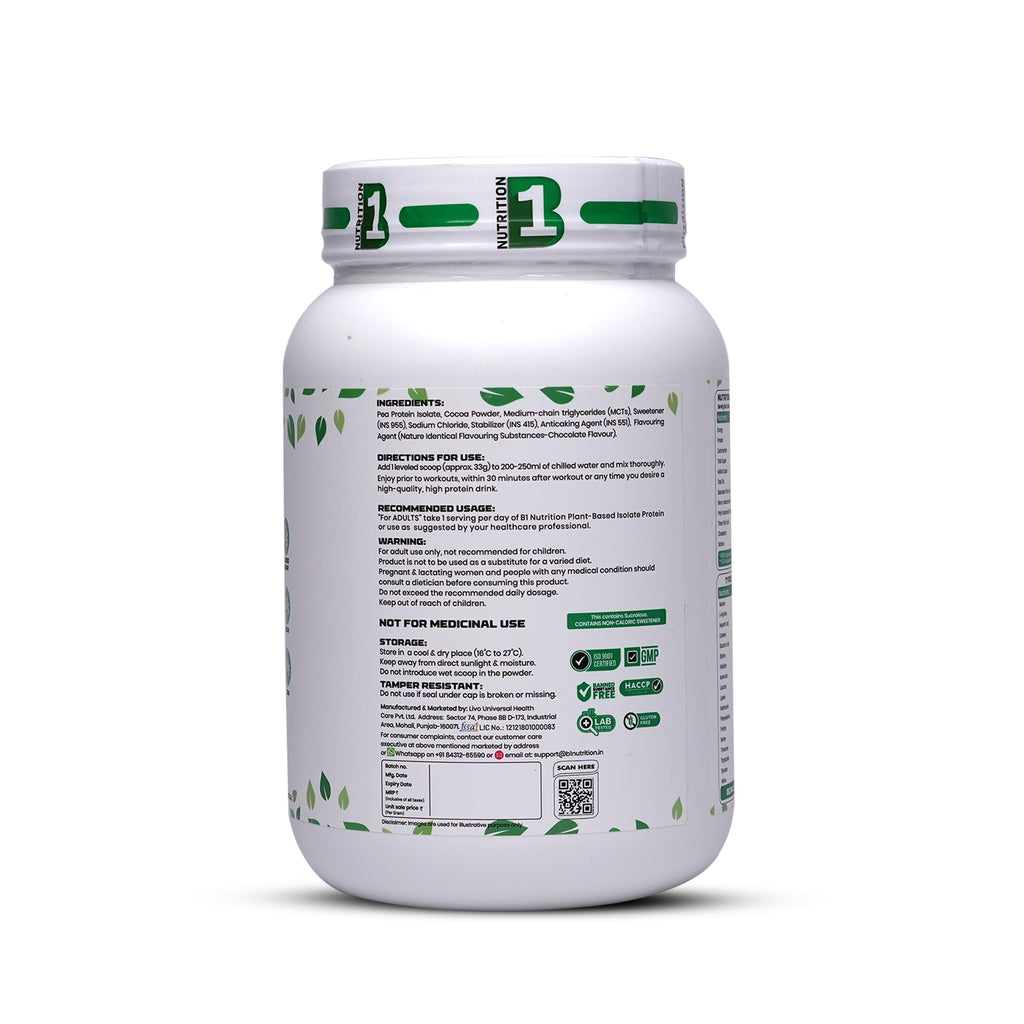 B1 Nutrition Plant-Based Isolate Protein 1kg | Vegan Protein