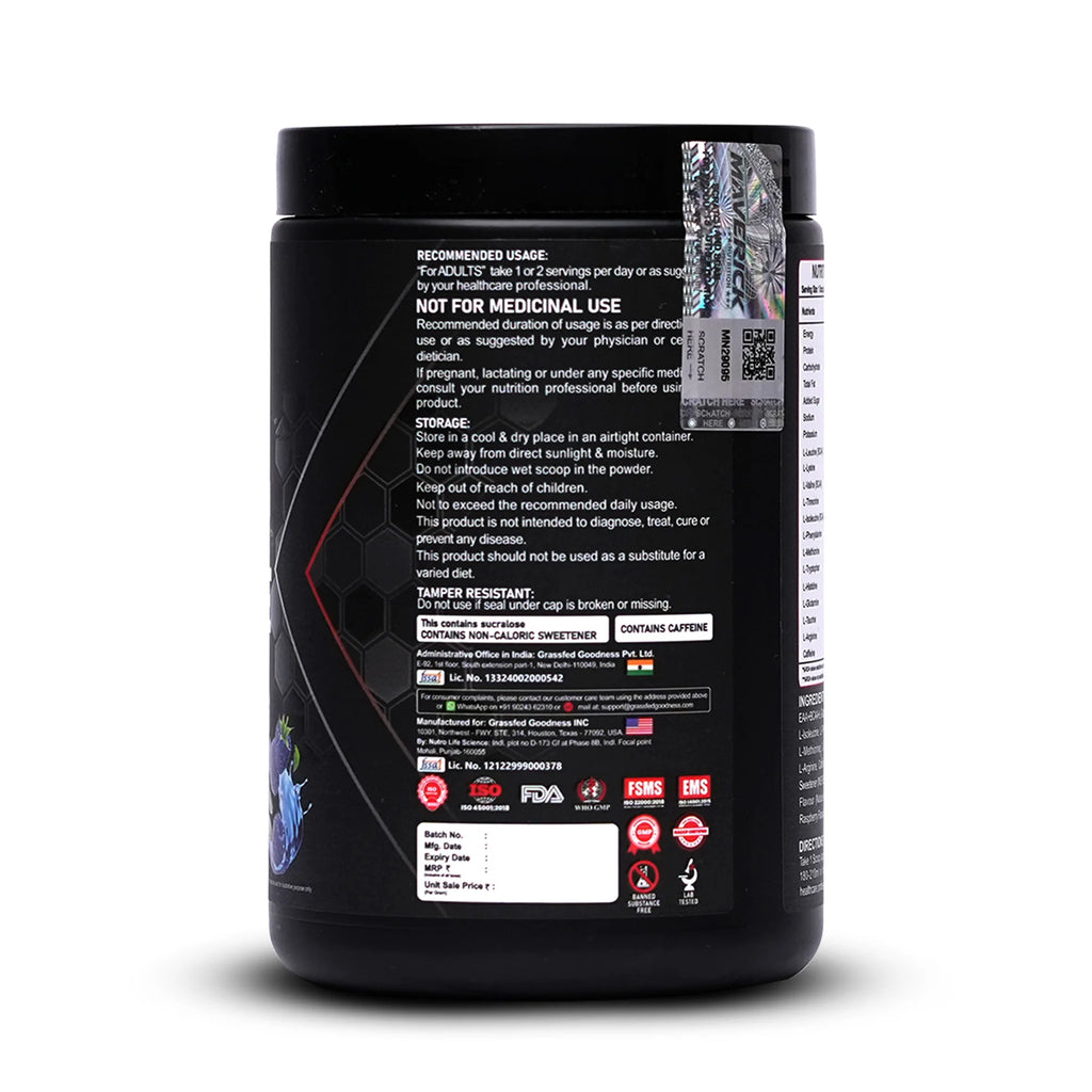 Maverick EAA + BCAA + Glutamine (300g) | 30 Servings | Advanced Amino Performance Formula