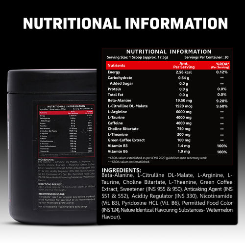 A5 Warrior's Elixir Pre-Workout 525g | 30 Servings High Energy