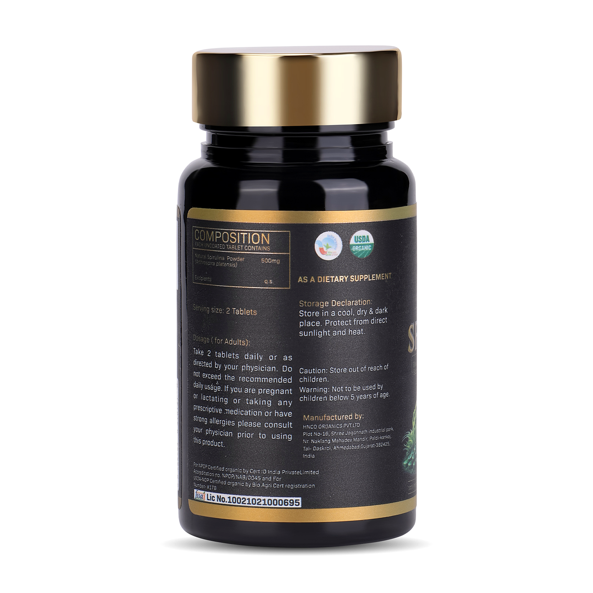 MYOLABZ Organic Spirulina Supplement Tablets – 1200 mg Per Serving – USDA Certified Organic – Natural Superfood for Energy, Immunity & Daily Wellness – 60 Tablets