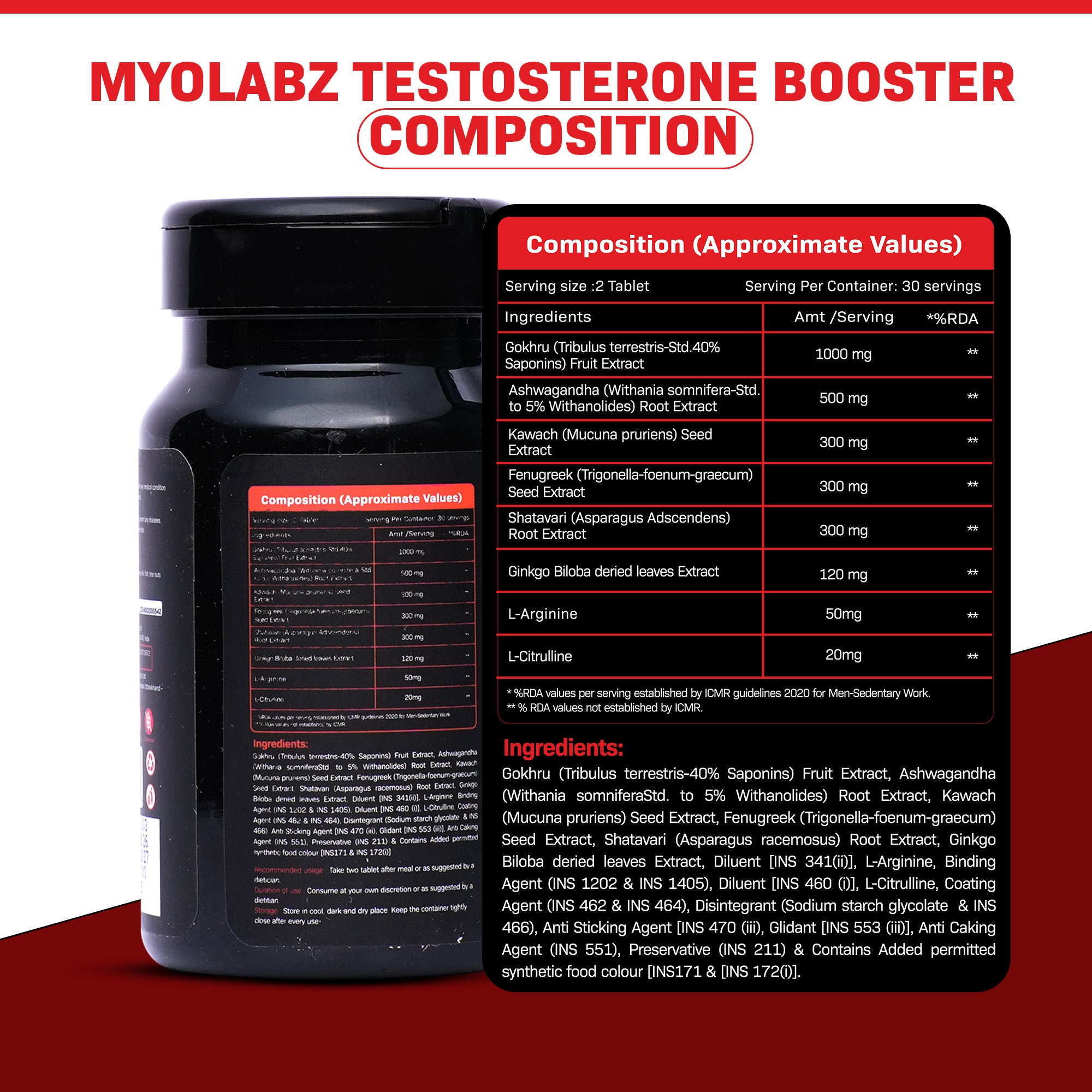 Myolabz Testosterone Booster Ultra Strength Male Performance Formula (60 Tablets)