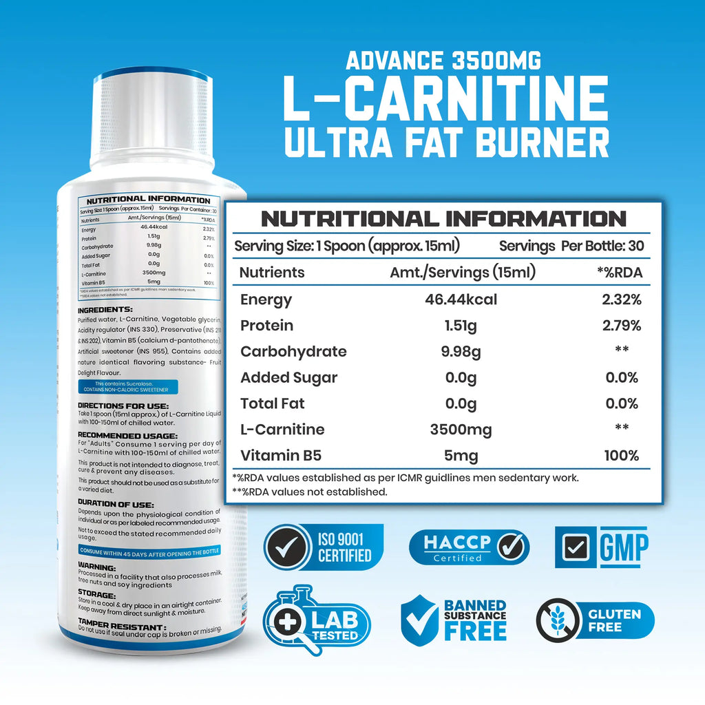 B1 Nutrition L-Carnitine Advance 3500 mg Liquid (450 ml, 30 Servings)