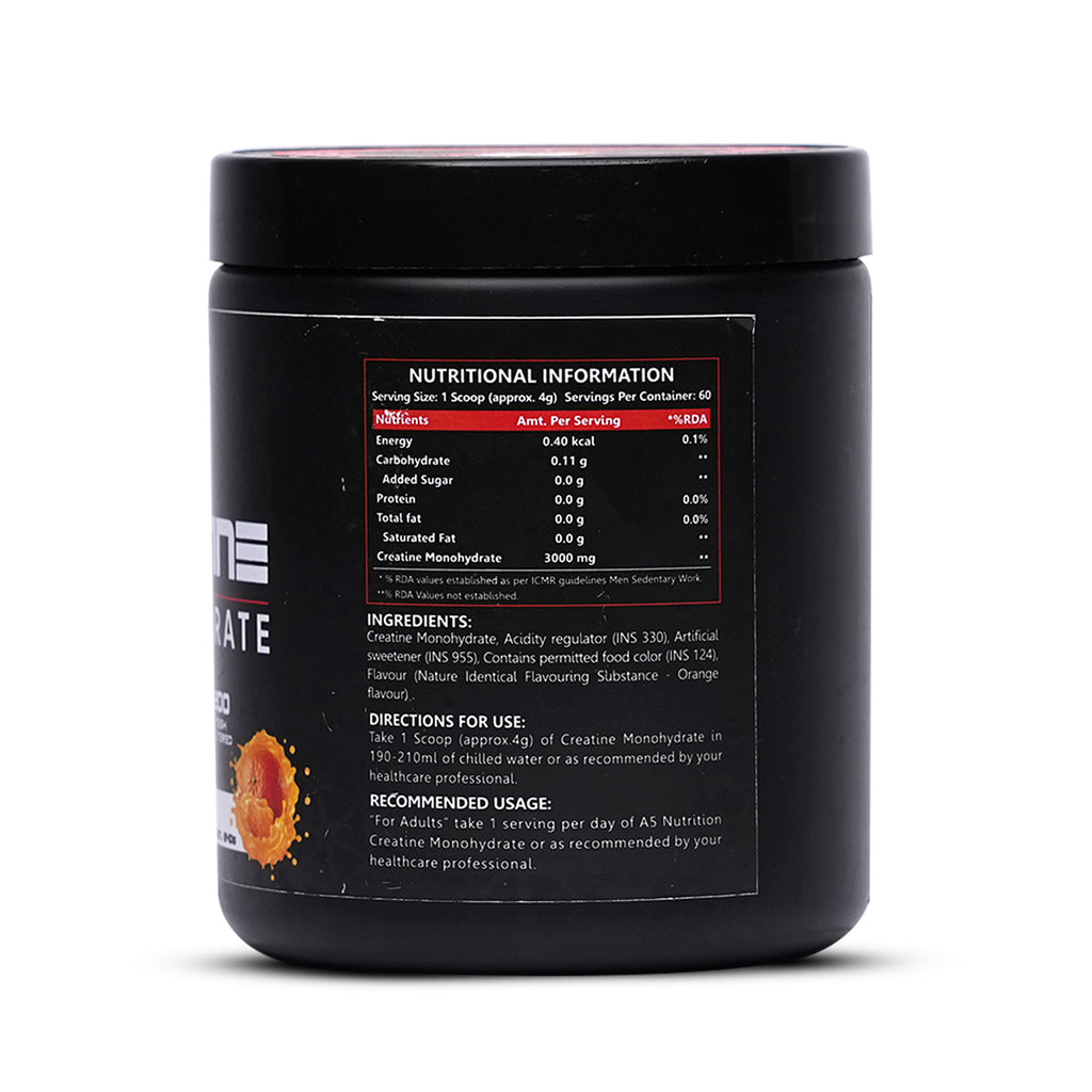 A5 Nutrition Creatine Monohydrate 240g | 60 Servings Flavoured