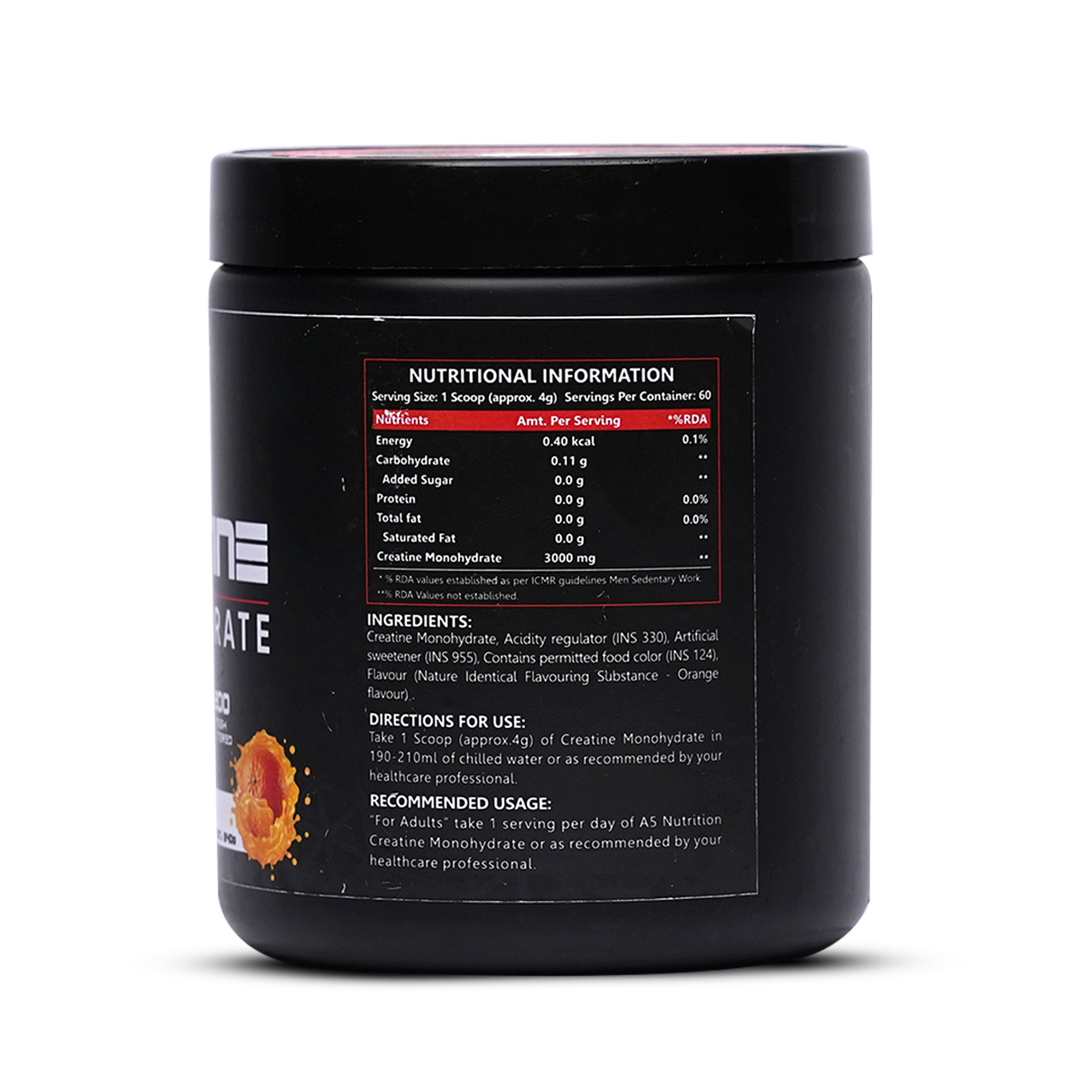A5 Nutrition Creatine Monohydrate (60 Servings, 240g) | Orange, Watermelon & Blue Raspberry Flavours