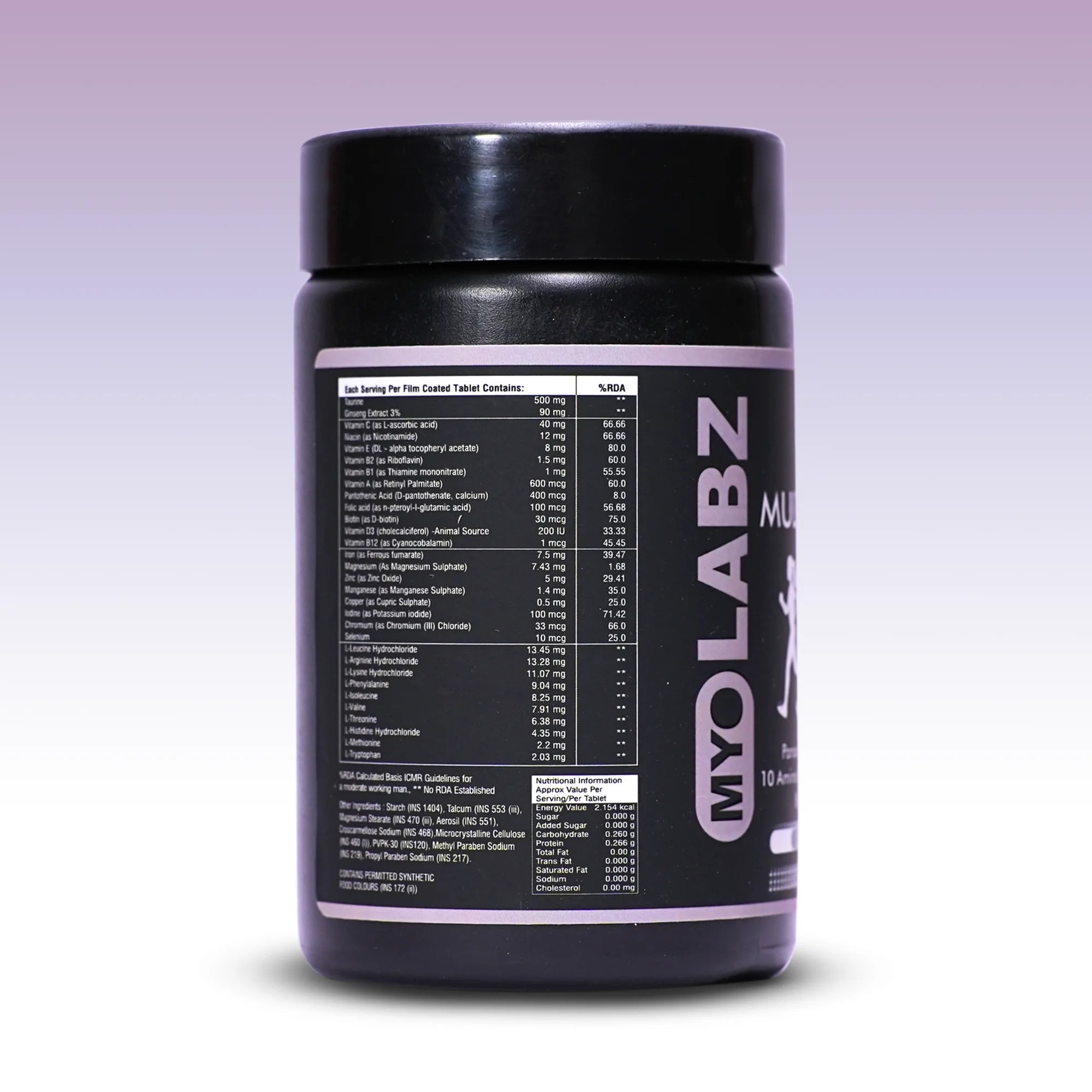 Myolabz Multivitamin Tablets (30 Tablets) | Vitamins, Minerals, Amino Acids with Ginseng