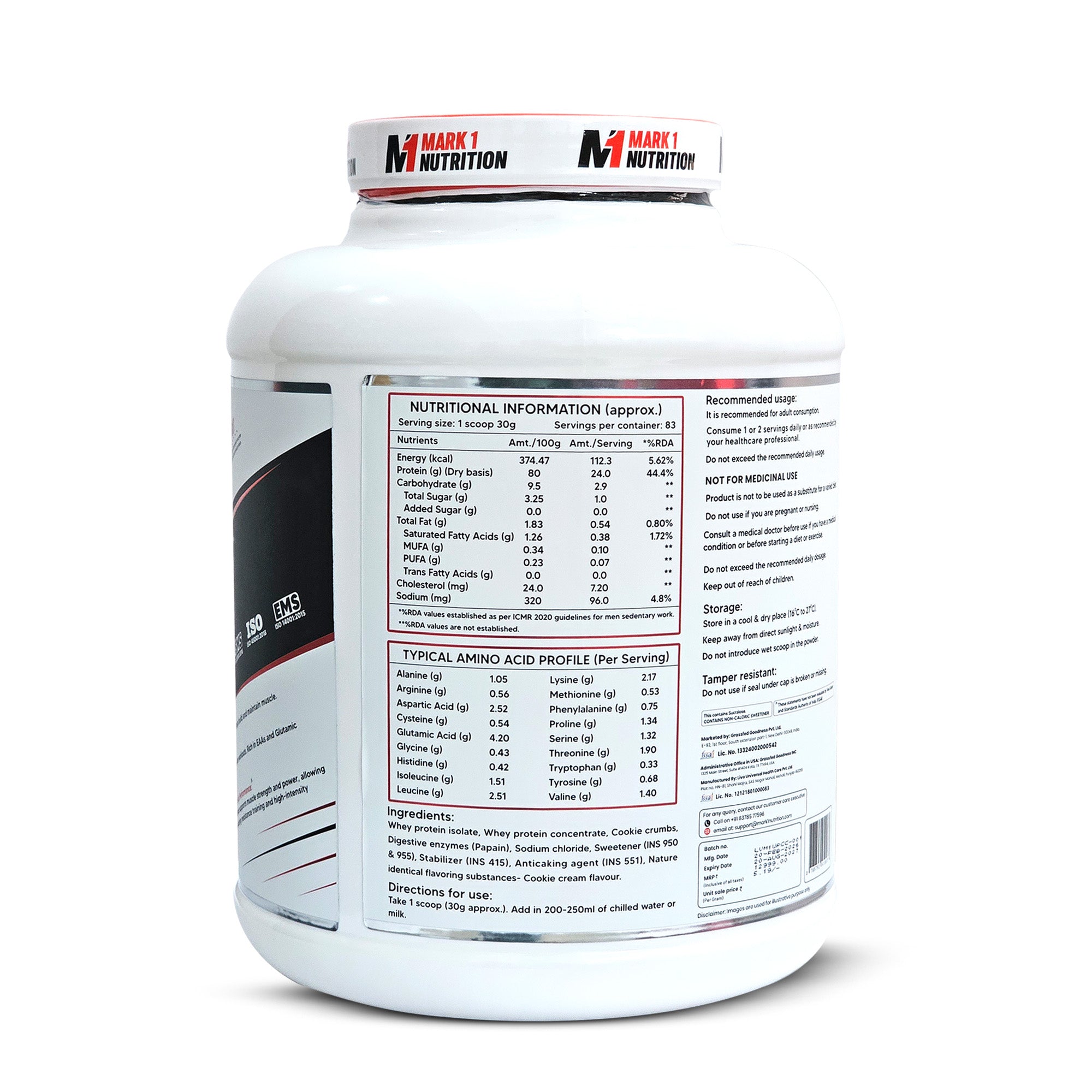 Mark1 Nutrition The Whey Protein 2.5kg | Chocolate & Cookie Cream Flavour