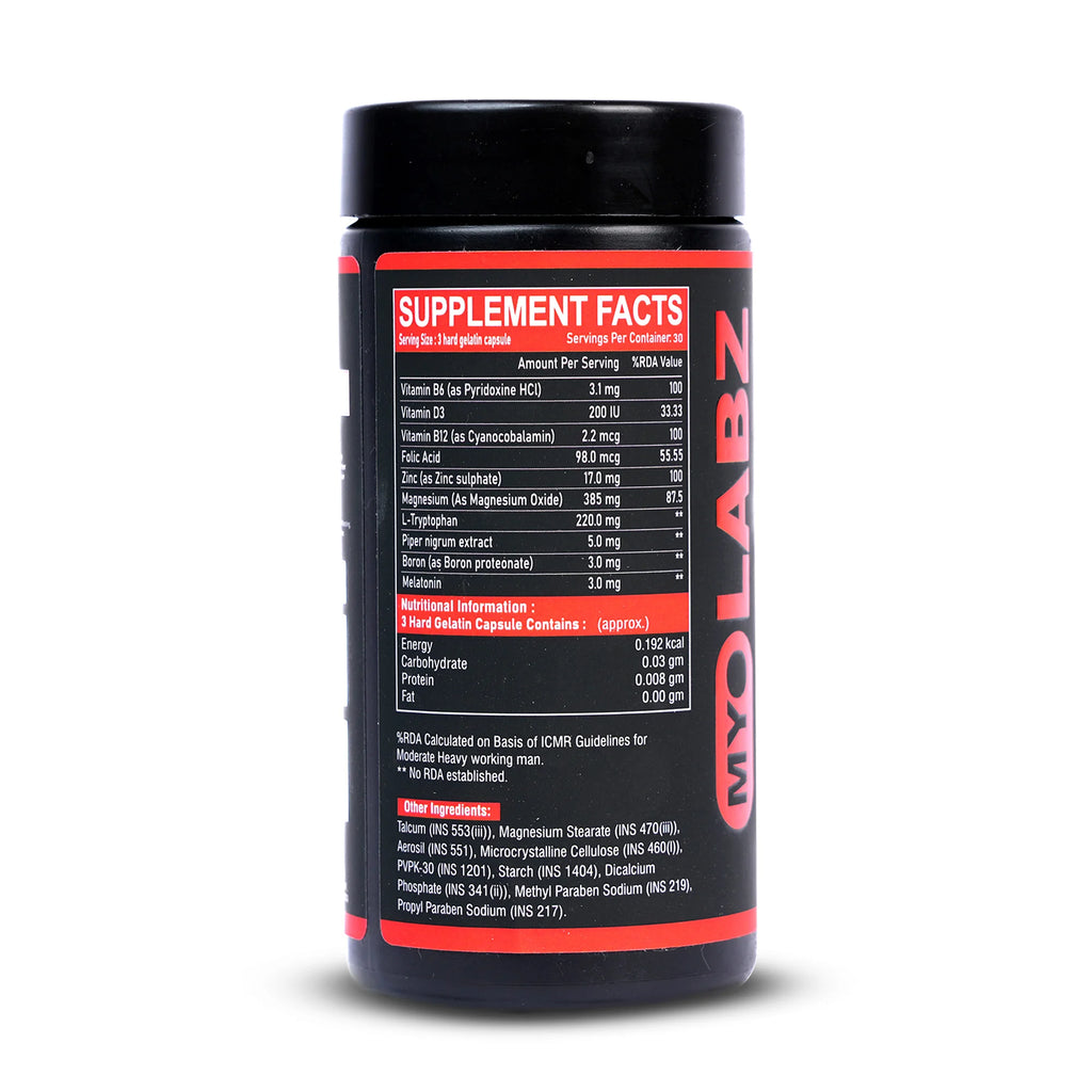 Myolabz ZMA Capsules (90 Capsules) | Zinc, Magnesium, Vitamin B6, D3 and Boron