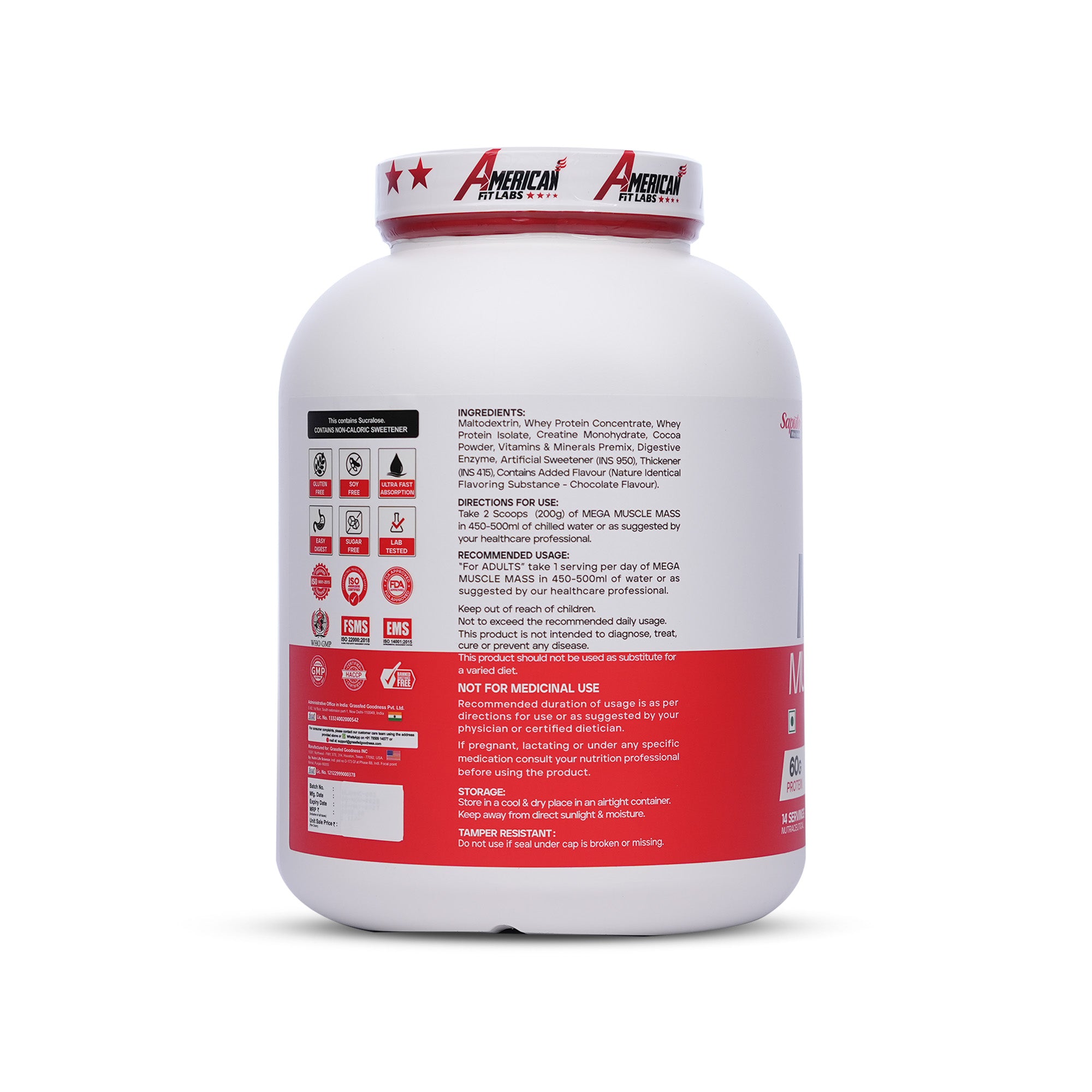 American Fit Labs Mega Muscle Mass 2.7kg | 14 Servings (Chocolate)