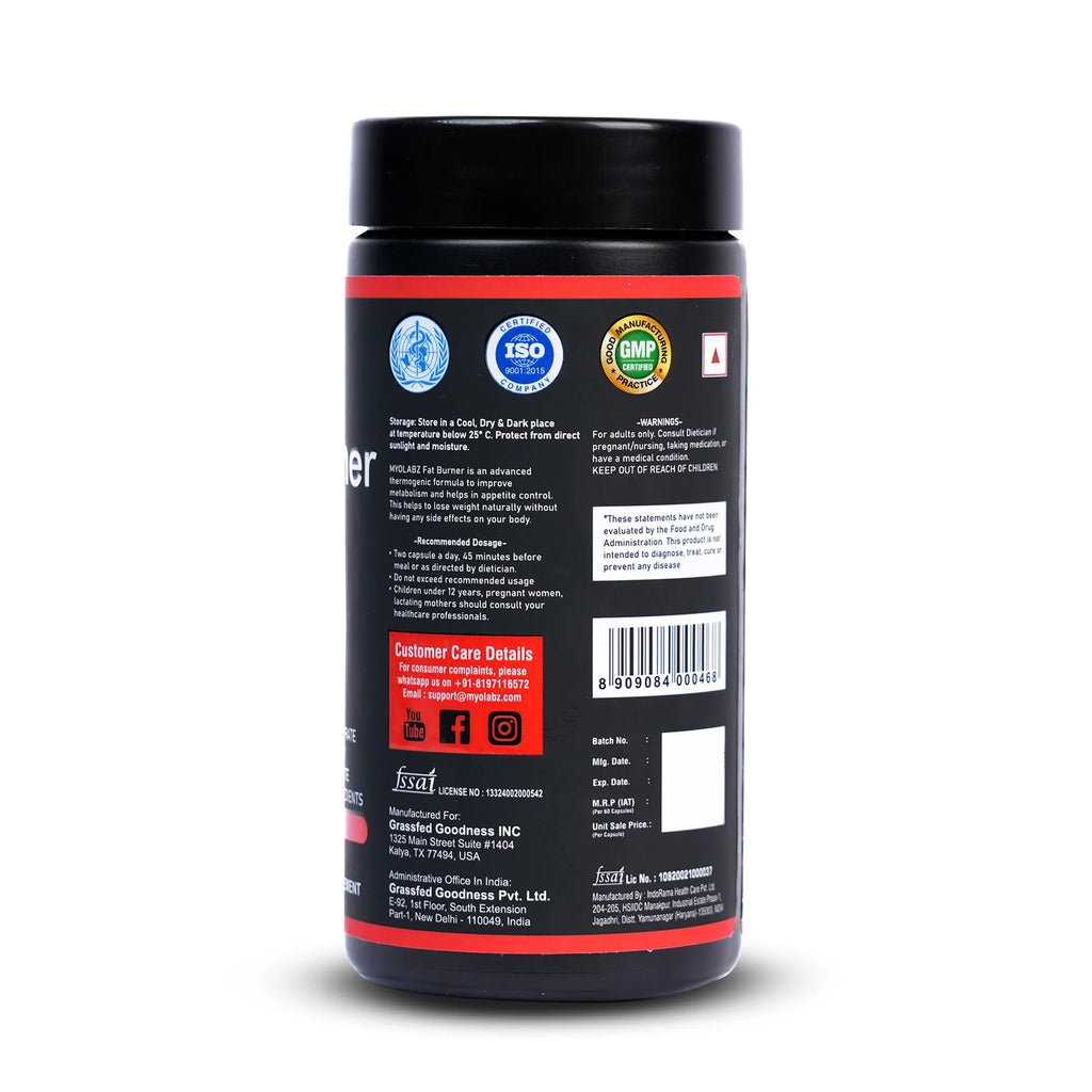Myolabz Fat Burner Capsules | Dietary Supplement for Metabolic Support