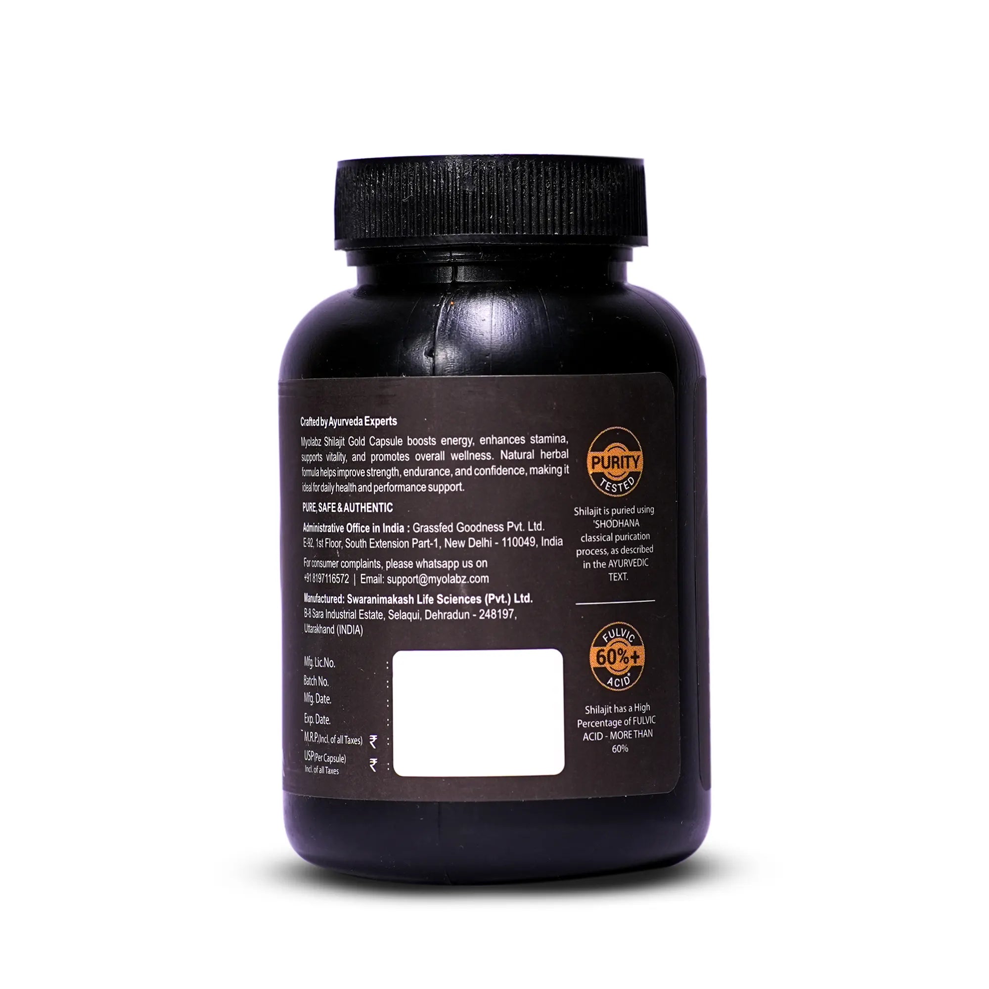 Myolabz Shilajit Gold Capsules (60 Capsules) | Ayurvedic Proprietary Medicine