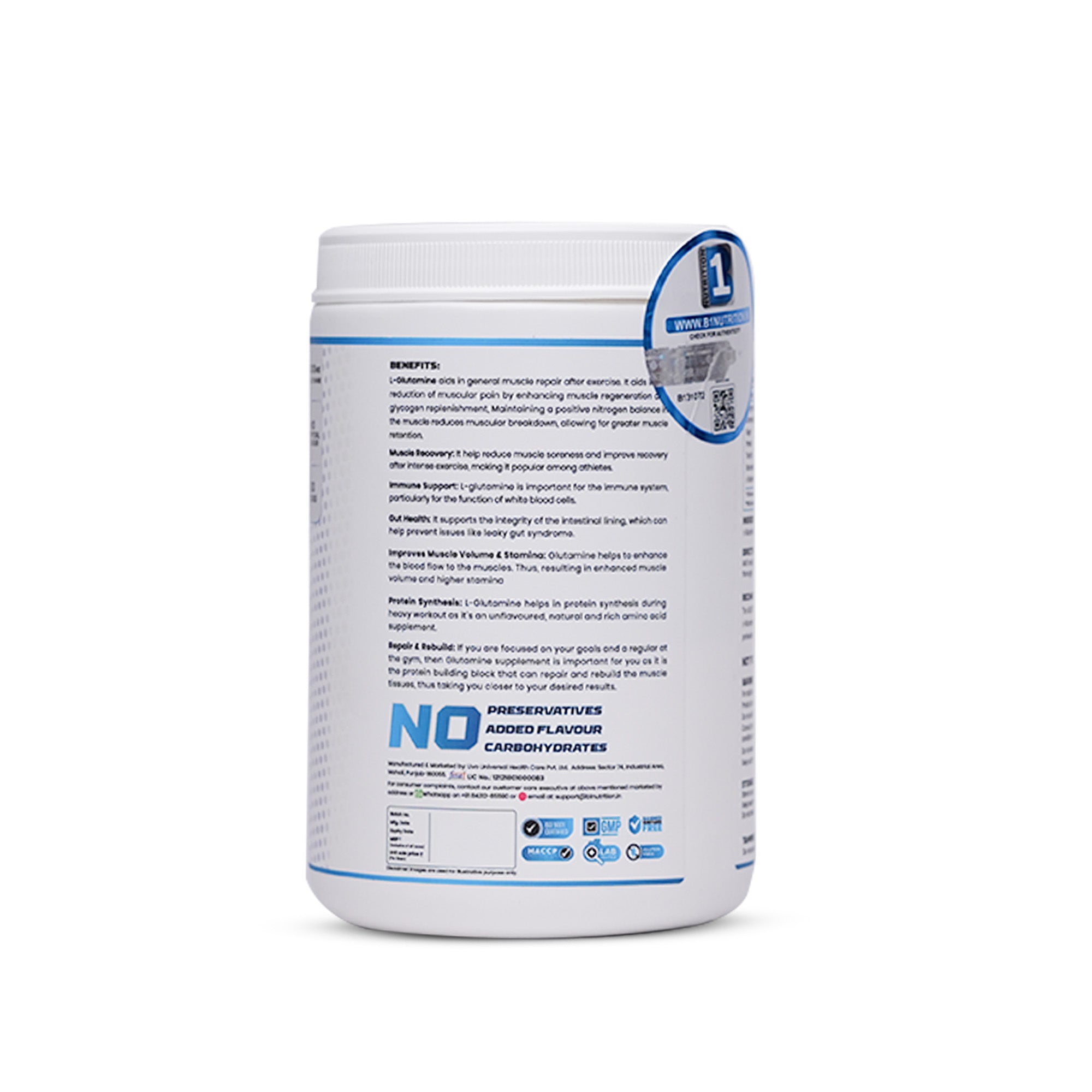 B1 Nutrition L-Glutamine 5000mg Unflavoured 250g