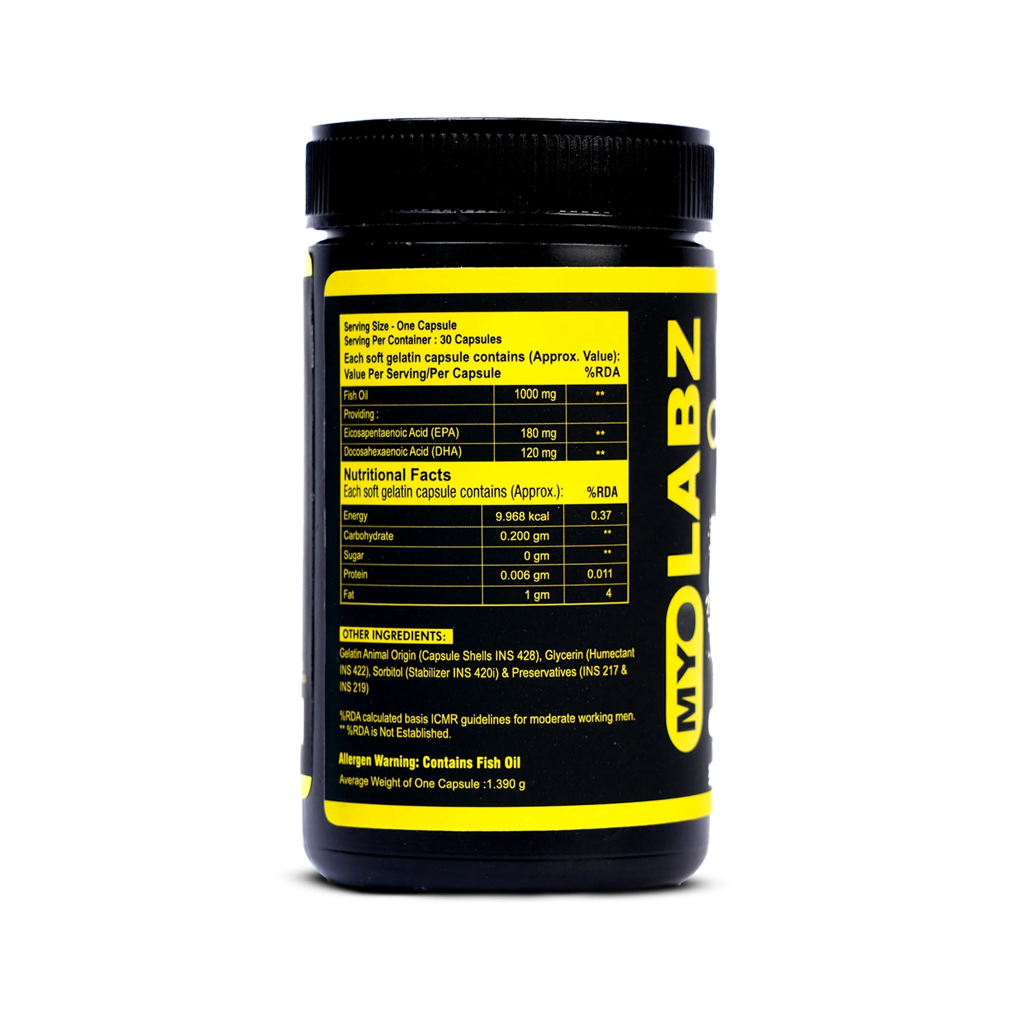 Myolabz Omega-3 Fish Oil Capsules | 1000 mg Fish Oil with EPA & DHA