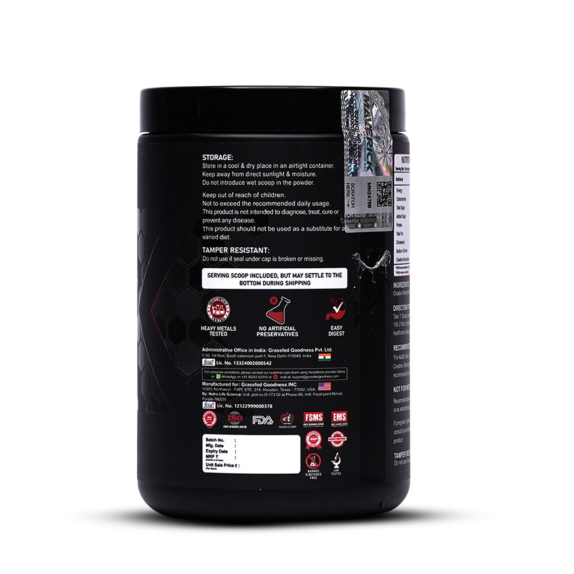 Maverick Nutrition Micronised Creatine Monohydrate (300g | 100 Servings) | Unflavoured | 3000 mg Creatine per Serving