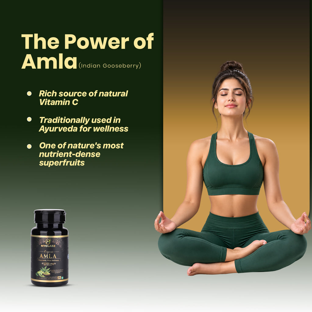 MYOLABZ Organic Amla Supplement Tablets – 1200 mg Per Serving – USDA Certified Organic – Strengthens Immunity, Supports Metabolism & Gut Balance – 60 Tablets
