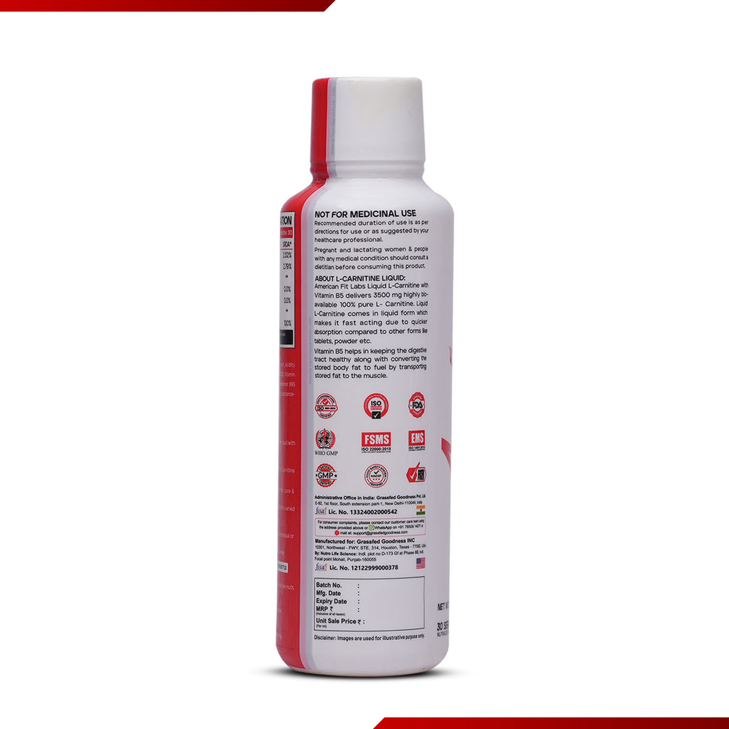 American Fit Labs L-Carnitine Liquid (30 Servings, 450ml) | Mix Fruit / Orange