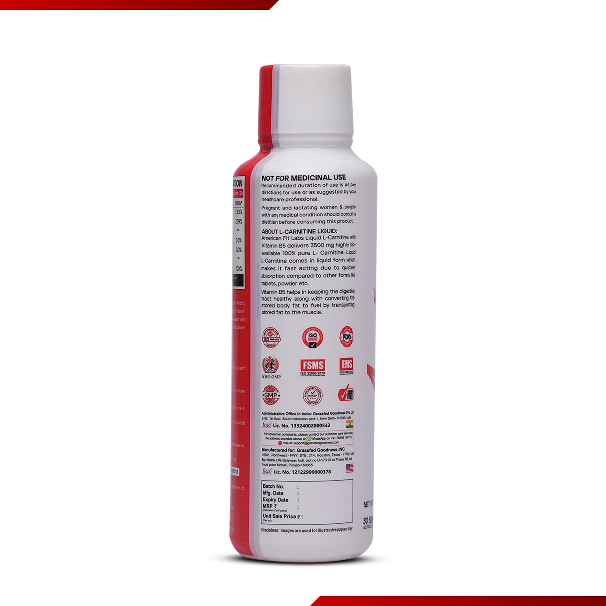 American Fit Labs L-Carnitine Liquid (30 Servings, 450ml) | Mix Fruit / Orange