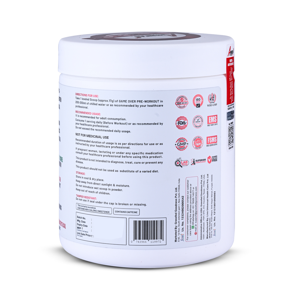 American Fit Labs Game Over Pre-Workout (30 Servings, 510g) | Kiwi Lychee