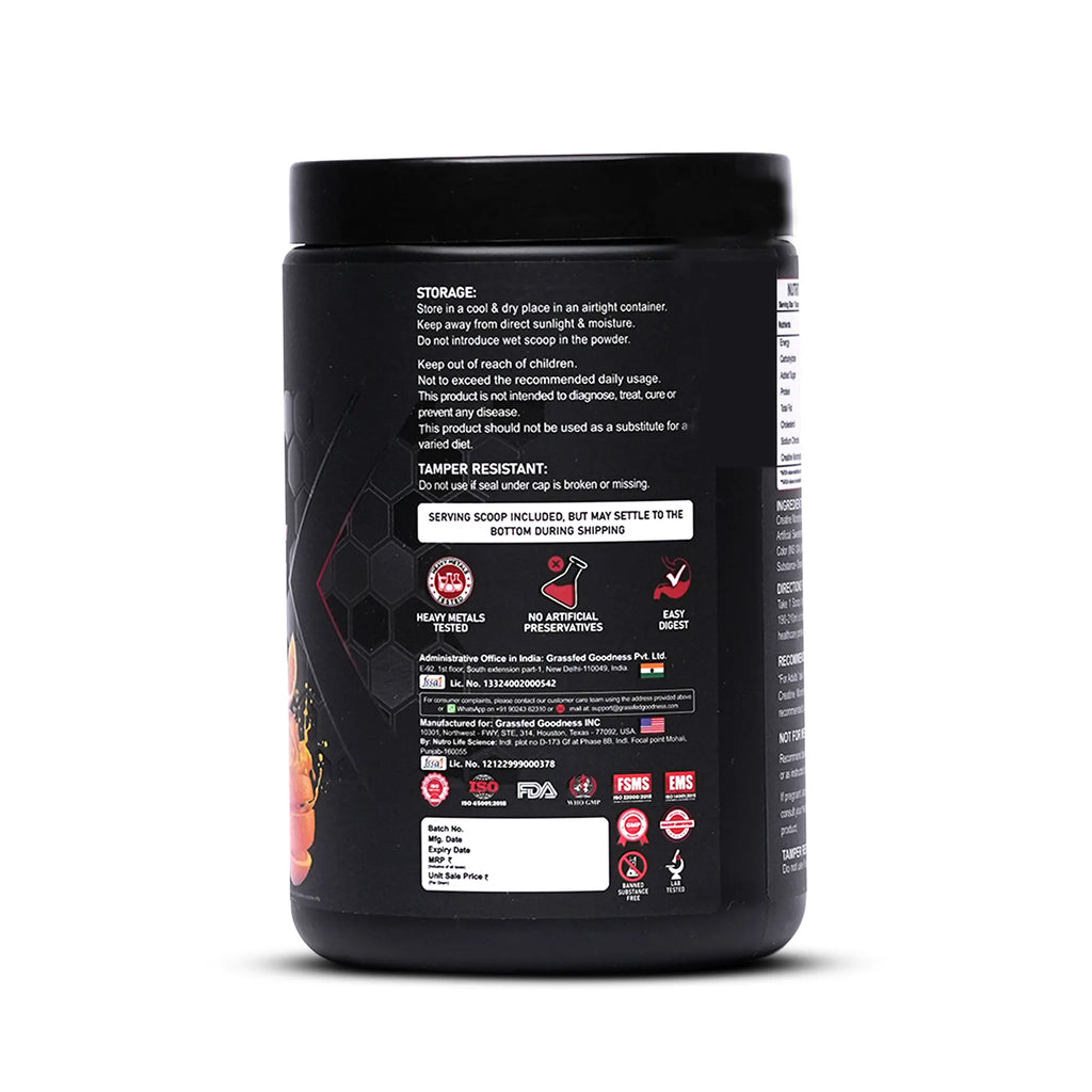 Maverick Micronised Creatine Monohydrate (60 Servings, 240g) | Orange Blast