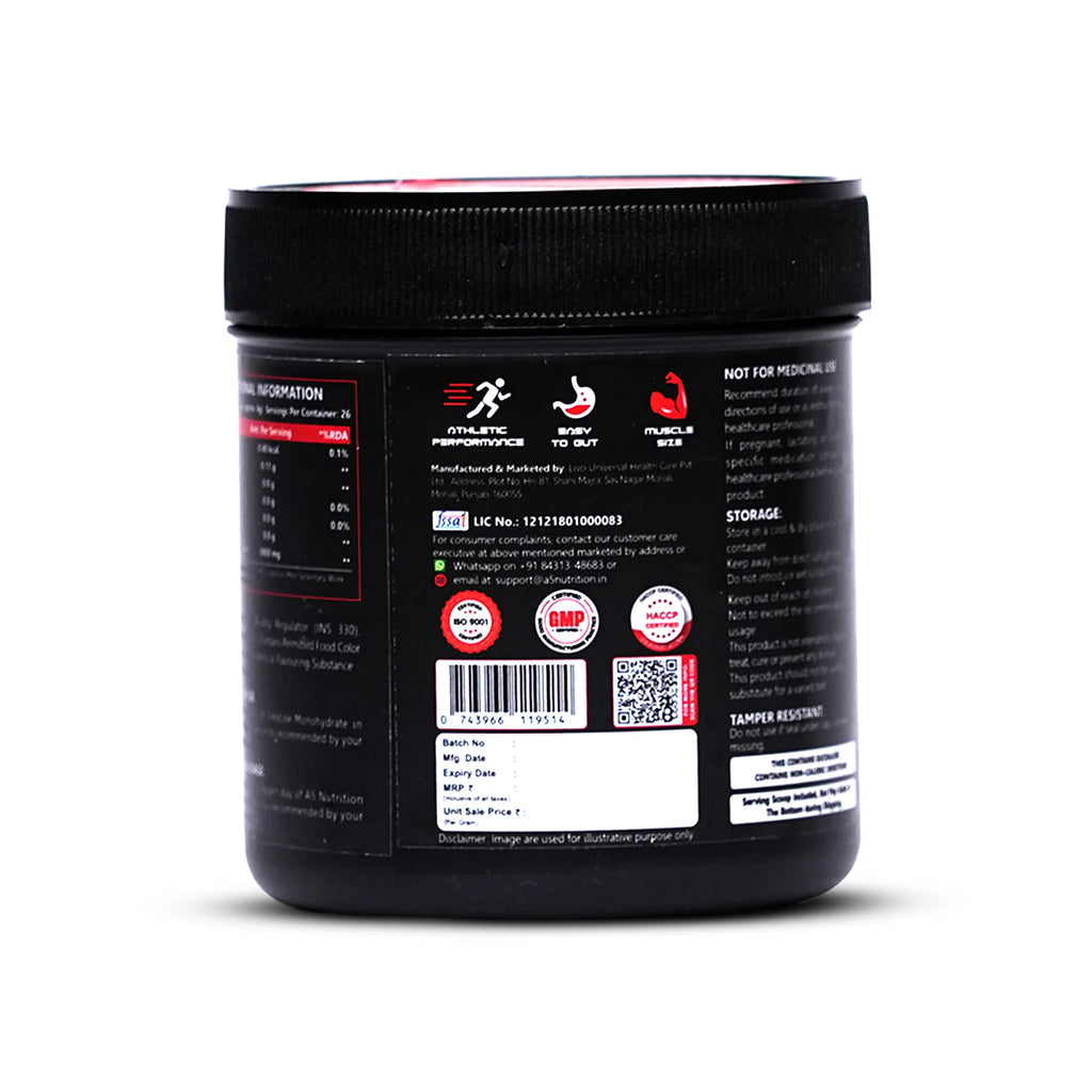 A5 Nutrition Creatine Monohydrate (26 Servings, 104g) | Blue Raspberry / Watermelon / Orange