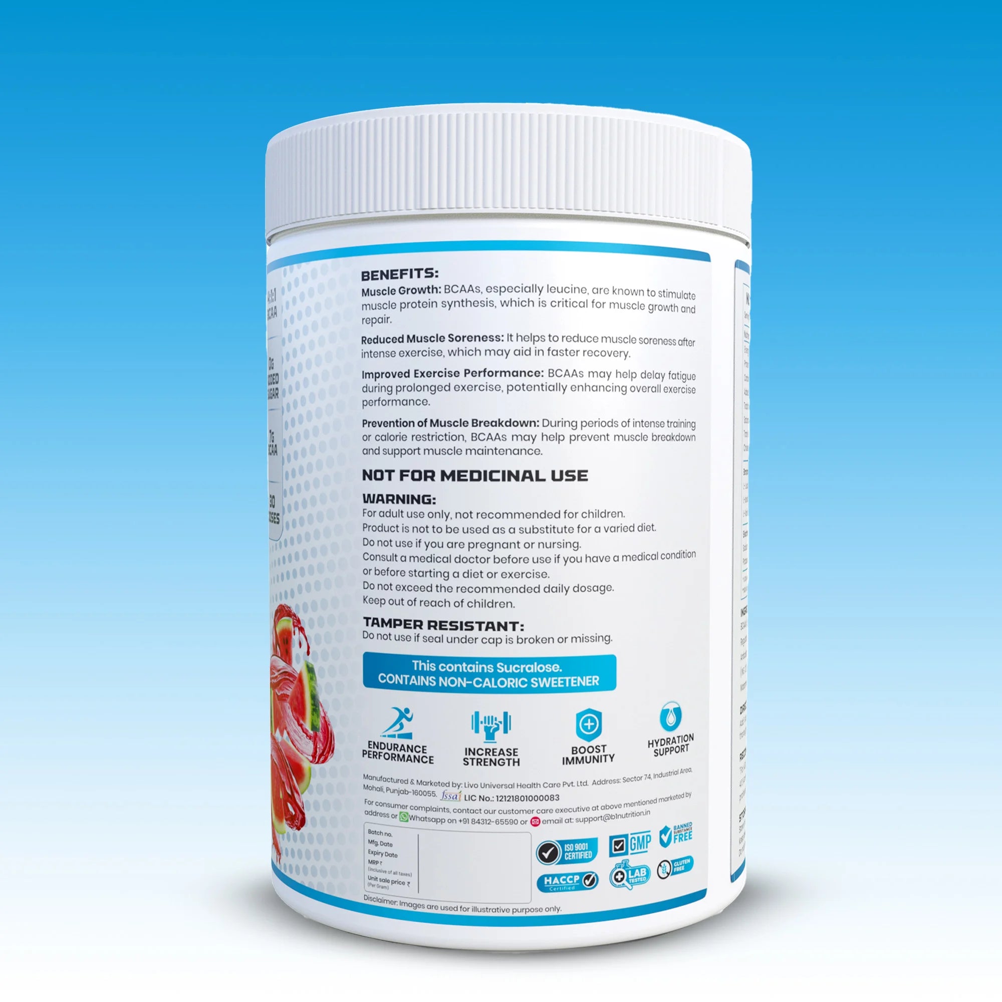 B1 Nutrition Amino Power BCAA 4:1:1 (30 Servings, 300g) | Intra-Workout Energy Drink