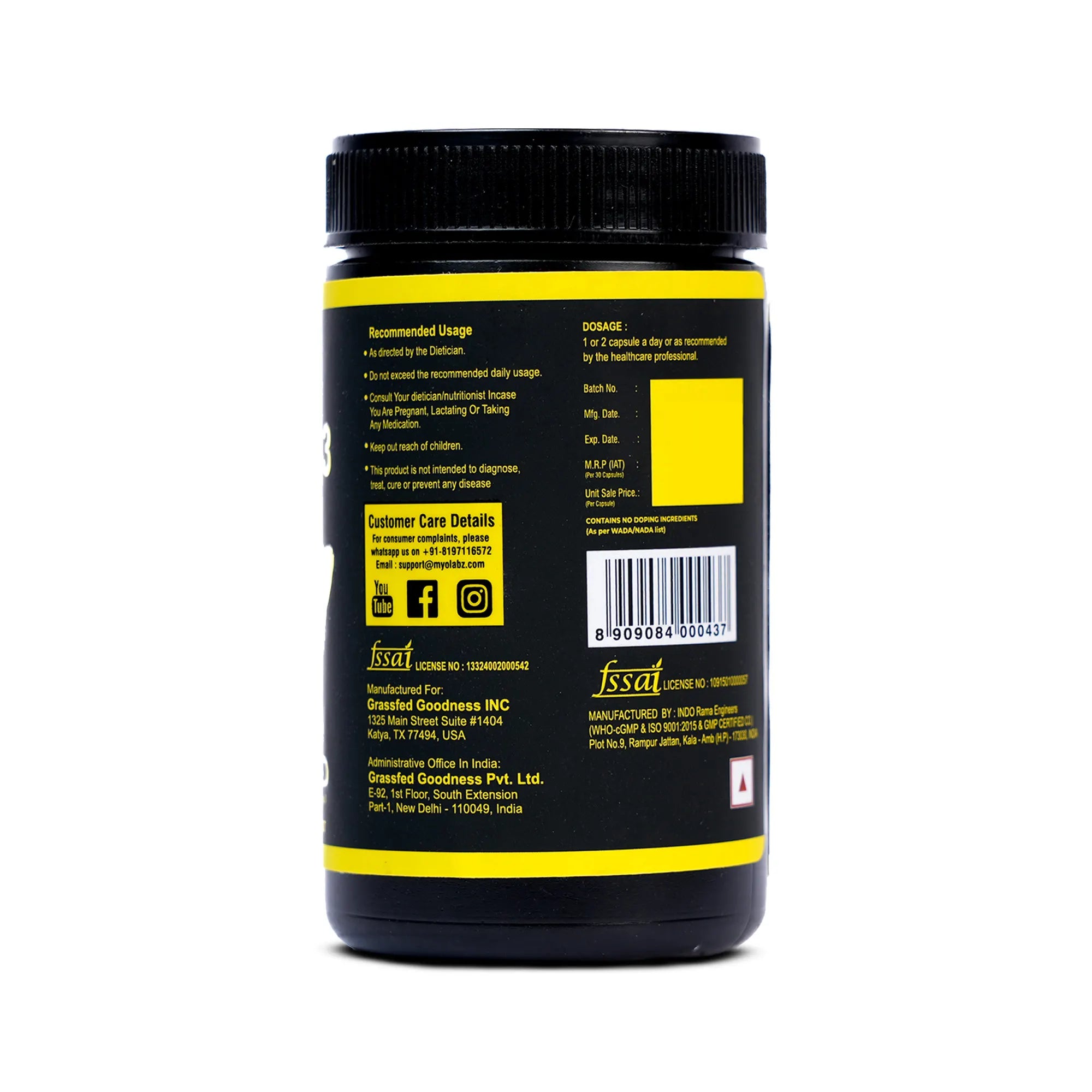 Myolabz Omega-3 Fish Oil Capsules | 1000 mg Fish Oil with EPA & DHA