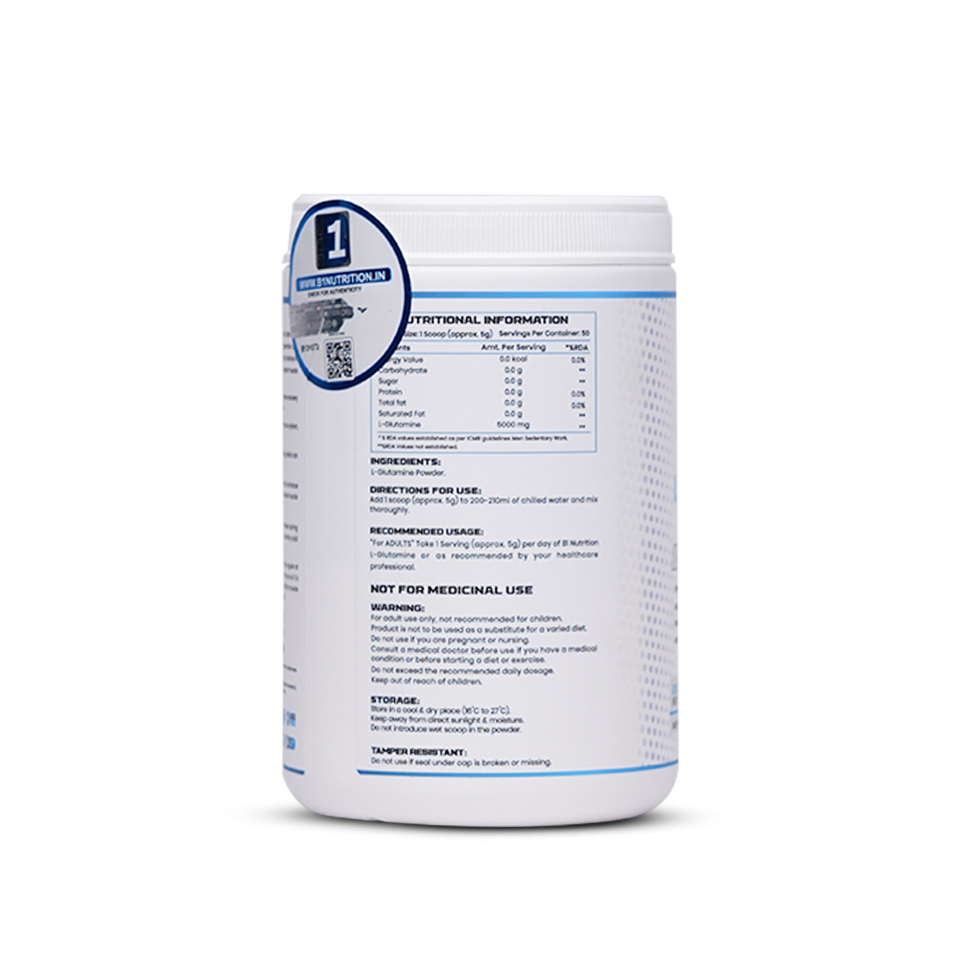 B1 Nutrition L-Glutamine 5000mg Unflavoured 250g