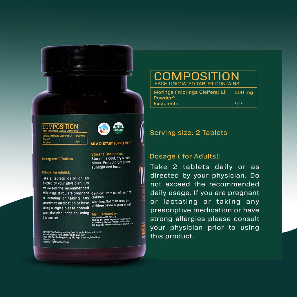 Myolabz Organic Moringa Tablets (60 Tablets) | Natural Superfood for Daily Wellness