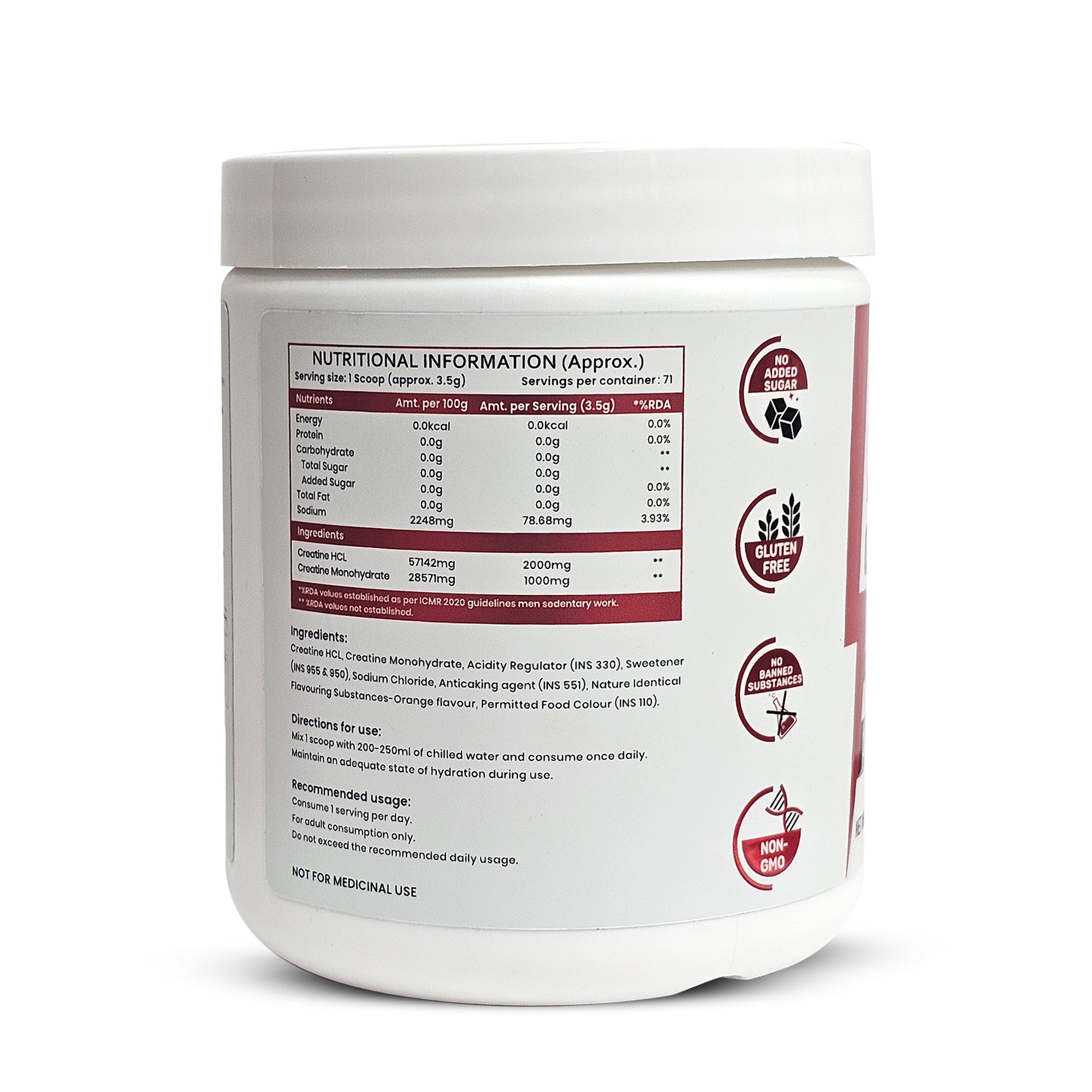 Mark1 Nutrition Micro Creatine HCL + Mono 250g Orange Flavour