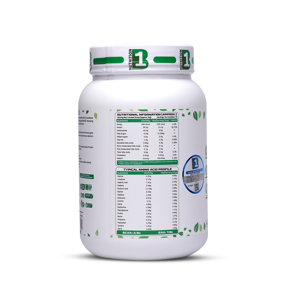 B1 Nutrition Plant-Based Isolate Protein 1kg | Vegan Protein