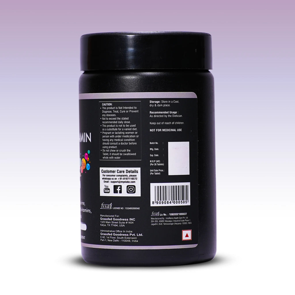 Myolabz Multivitamin Tablets (30 Tablets) | Vitamins, Minerals, Amino Acids with Ginseng