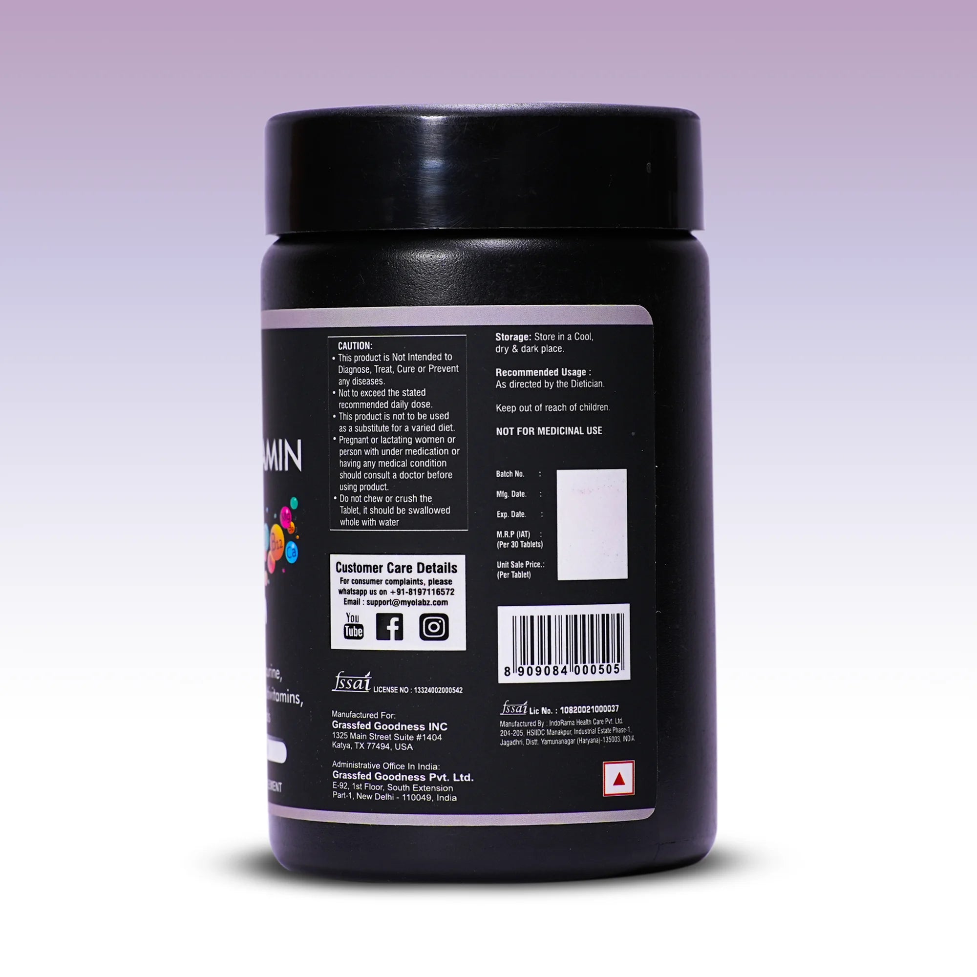 Myolabz Multivitamin Tablets (30 Tablets) | Vitamins, Minerals, Amino Acids with Ginseng