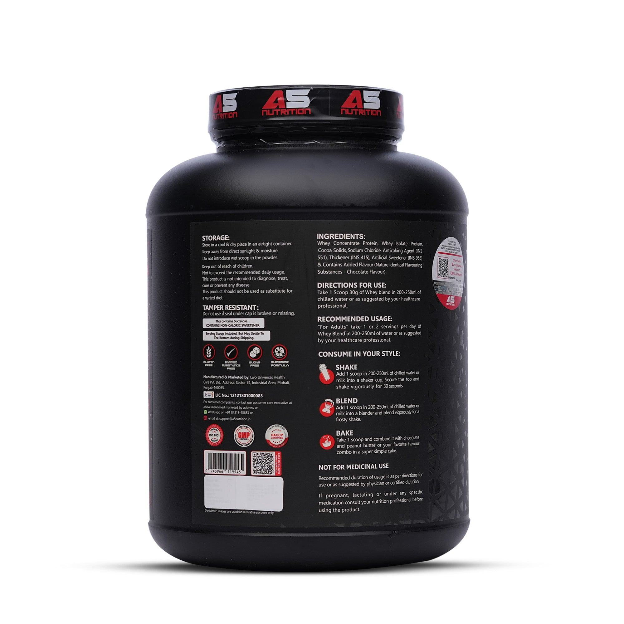 A5 Nutrition Whey Blend Protein 3kg | 100 Servings Chocolate