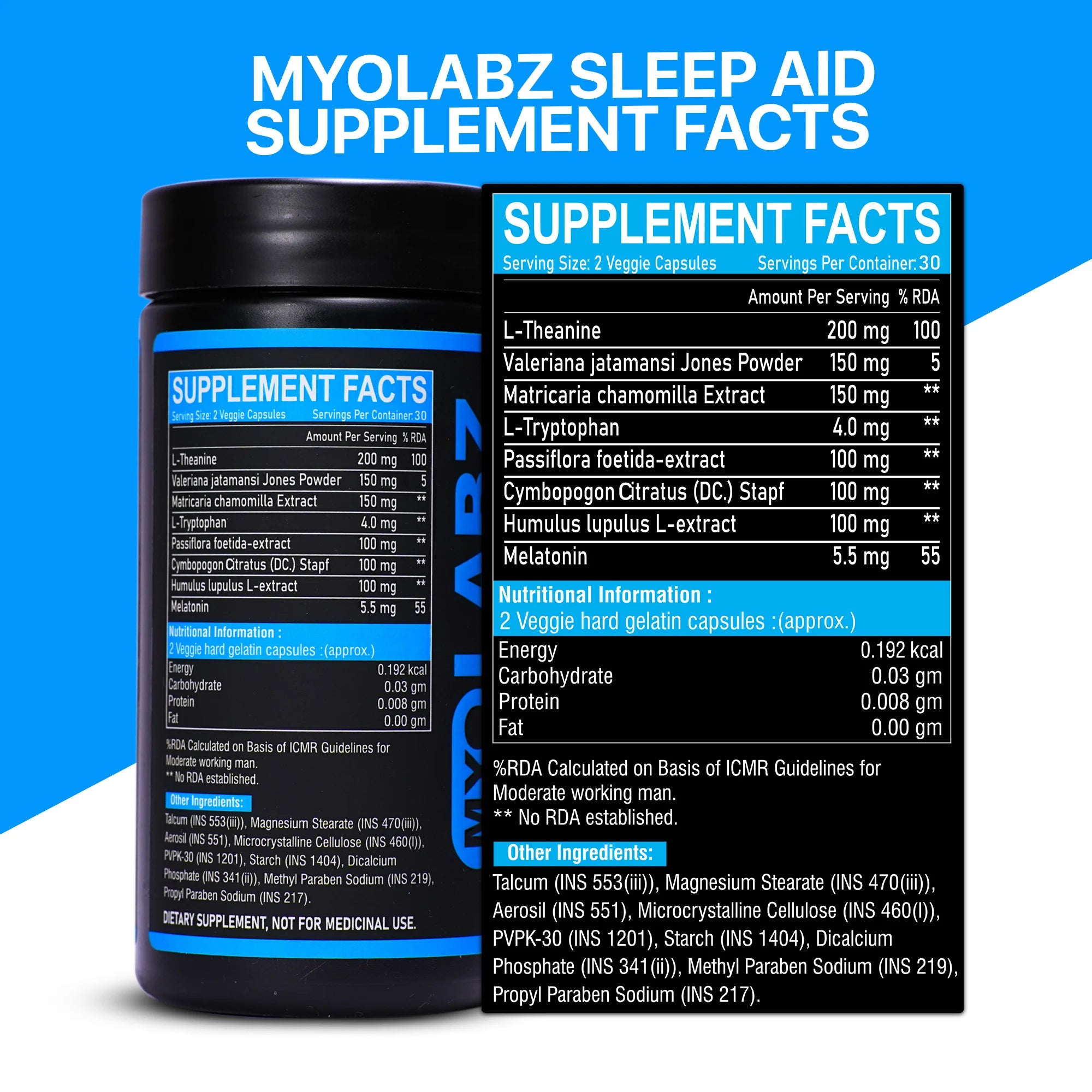 Myolabz Sleep Aid Capsules (60 Capsules) | Natural Sleep Support