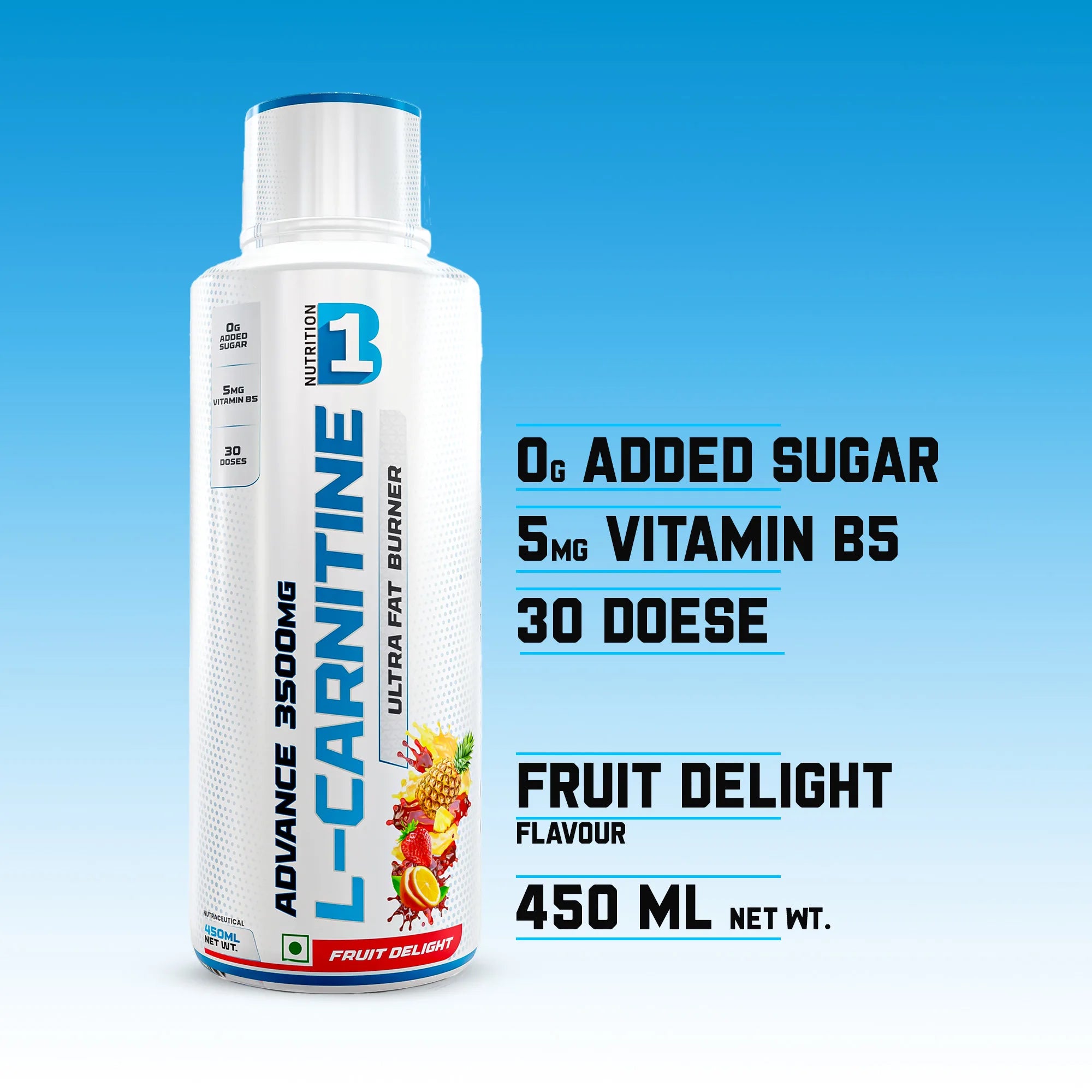 B1 Nutrition L-Carnitine Advance 3500 mg Liquid (450 ml, 30 Servings)