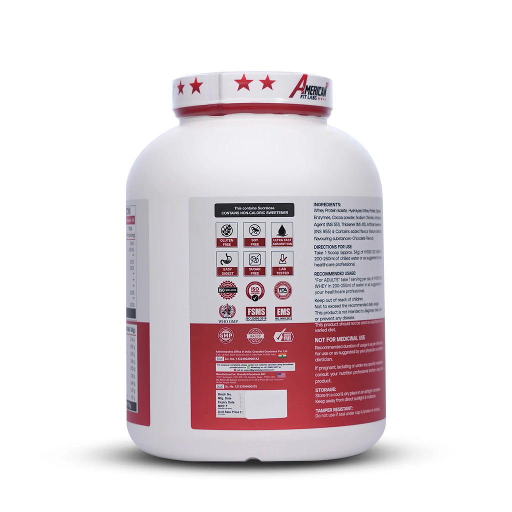 American Fit Labs Hydro ISO Whey (2kg) | 26g Protein | 58 Servings | Chocolate