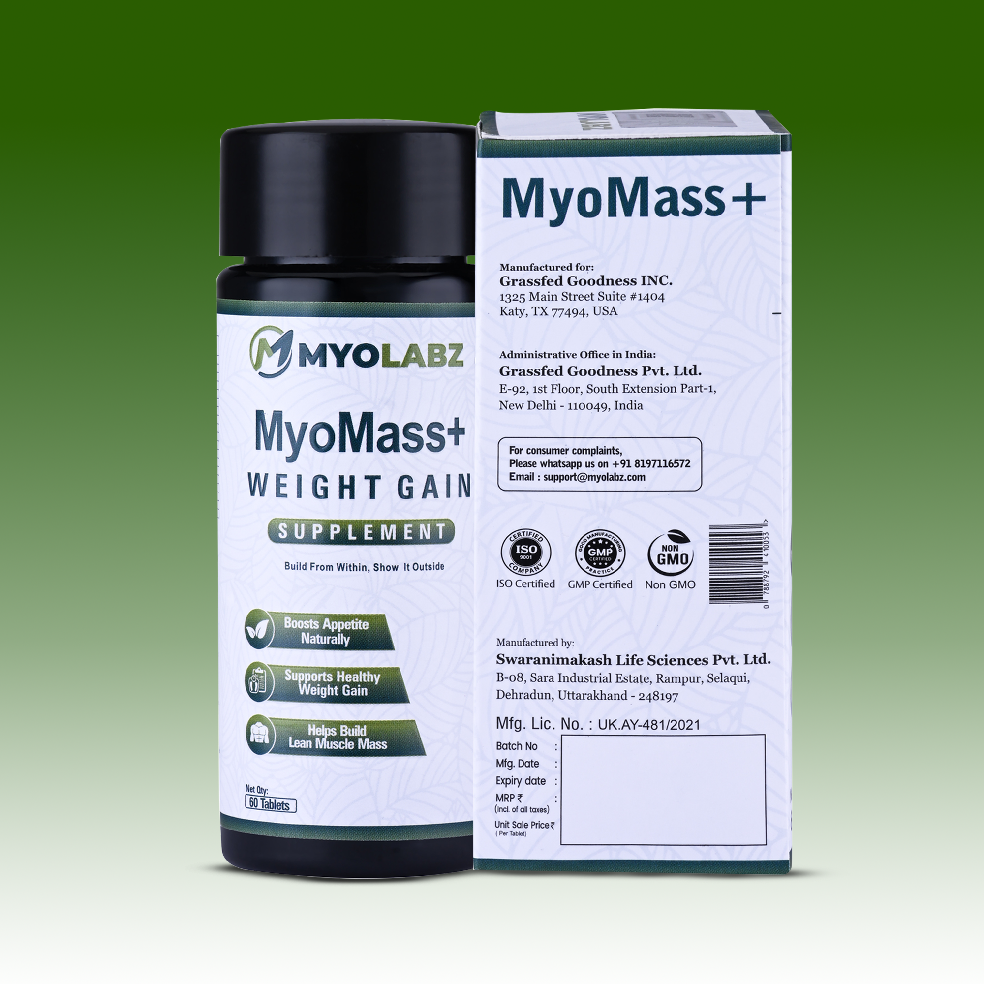 Myolabz MyoMass+ Weight Gain Supplement (60 Tablets)