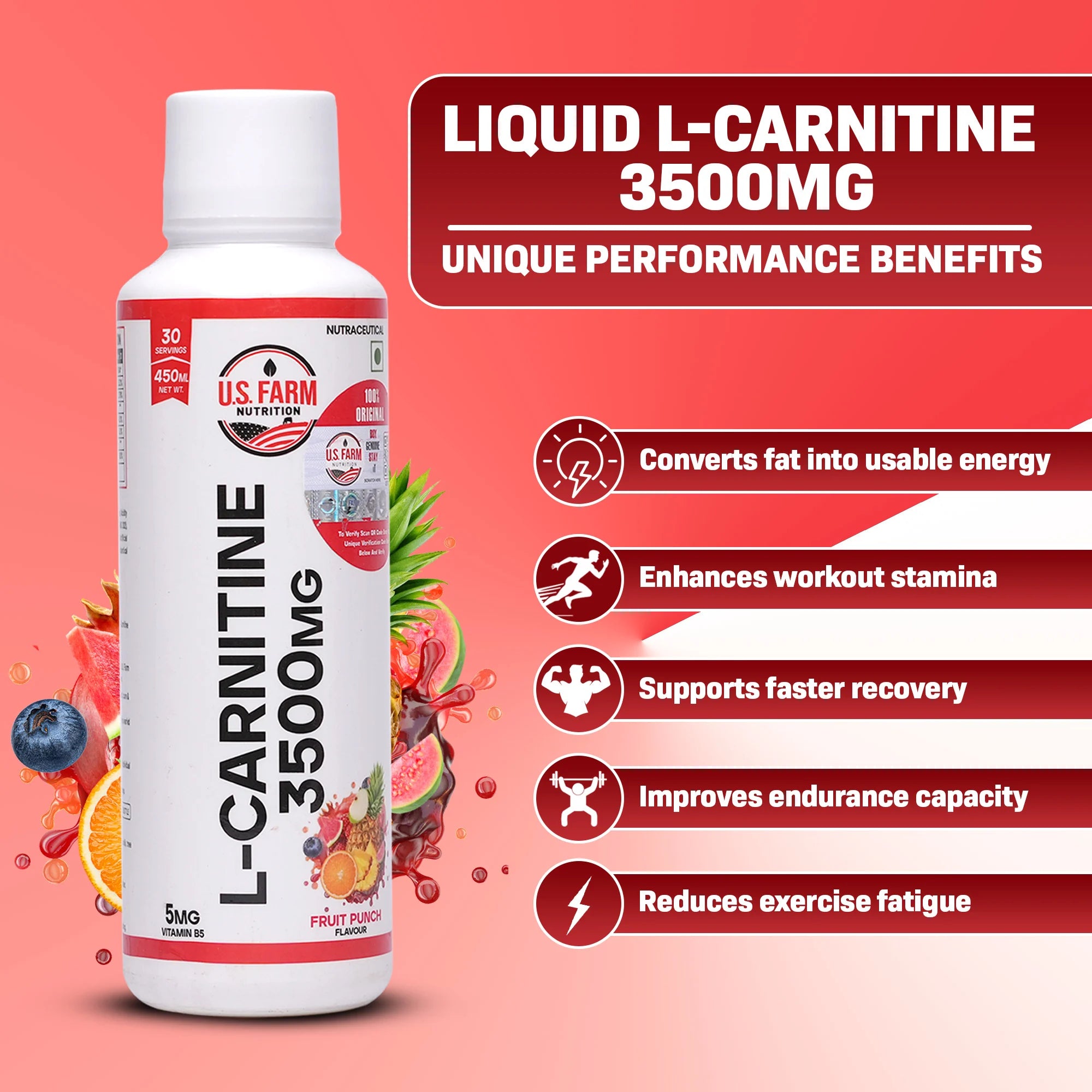 U.S. Farm L-Carnitine 3500mg (30 Servings, 450ml)